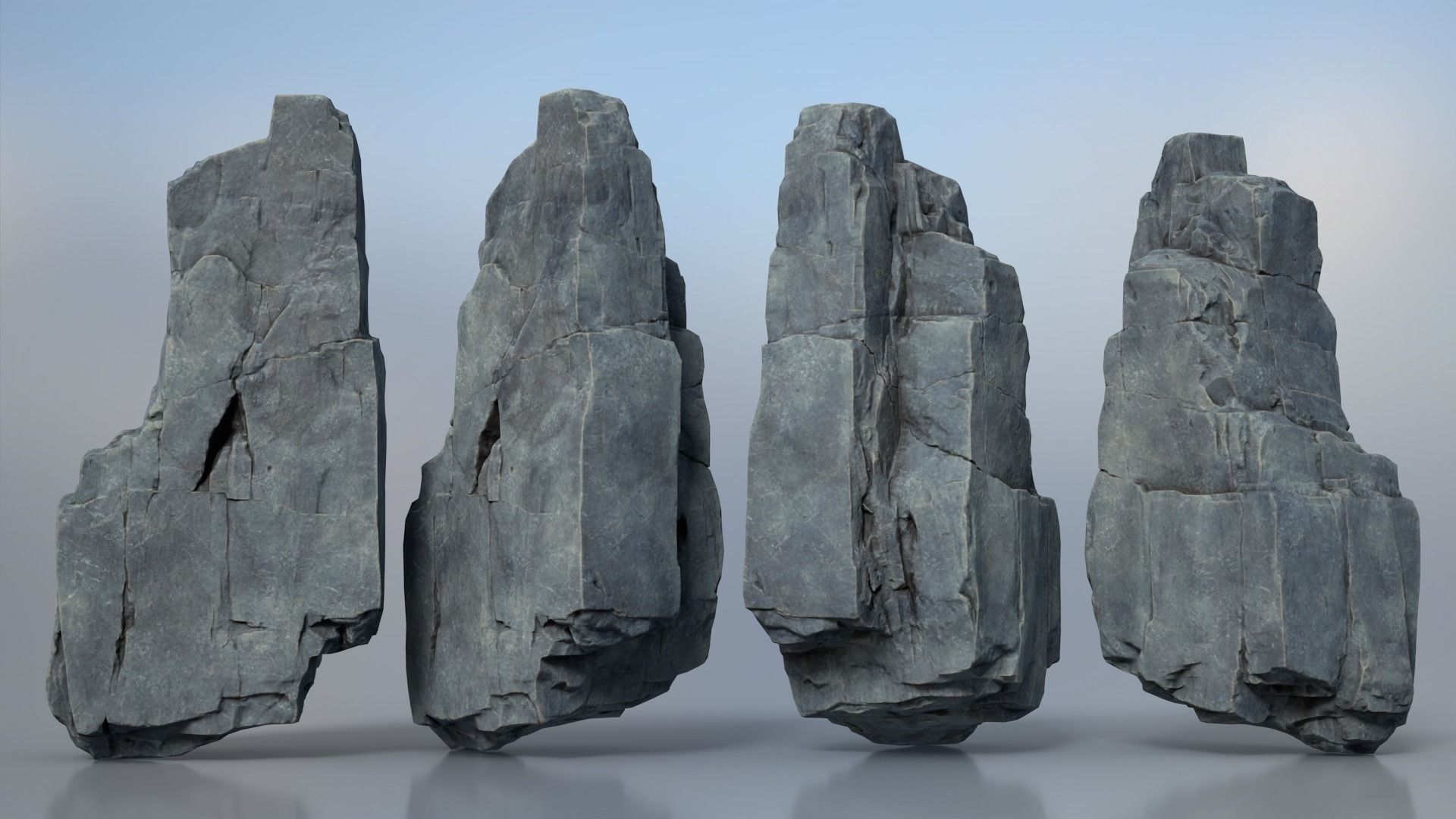 8 Modular Cliff Rocks - 240801 Low-poly 3D model_7