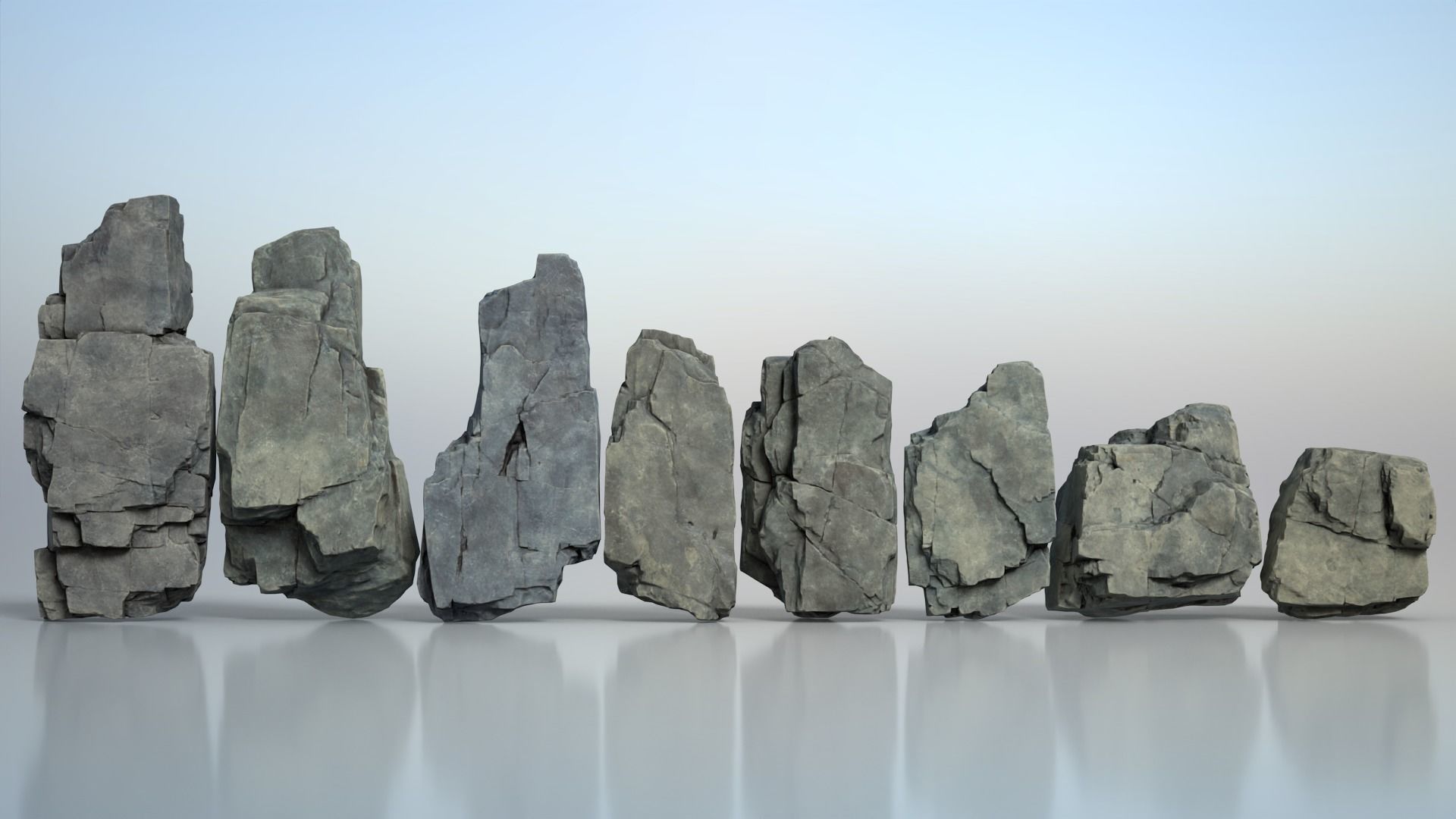 8 Modular Cliff Rocks - 240801 Low-poly 3D model_1