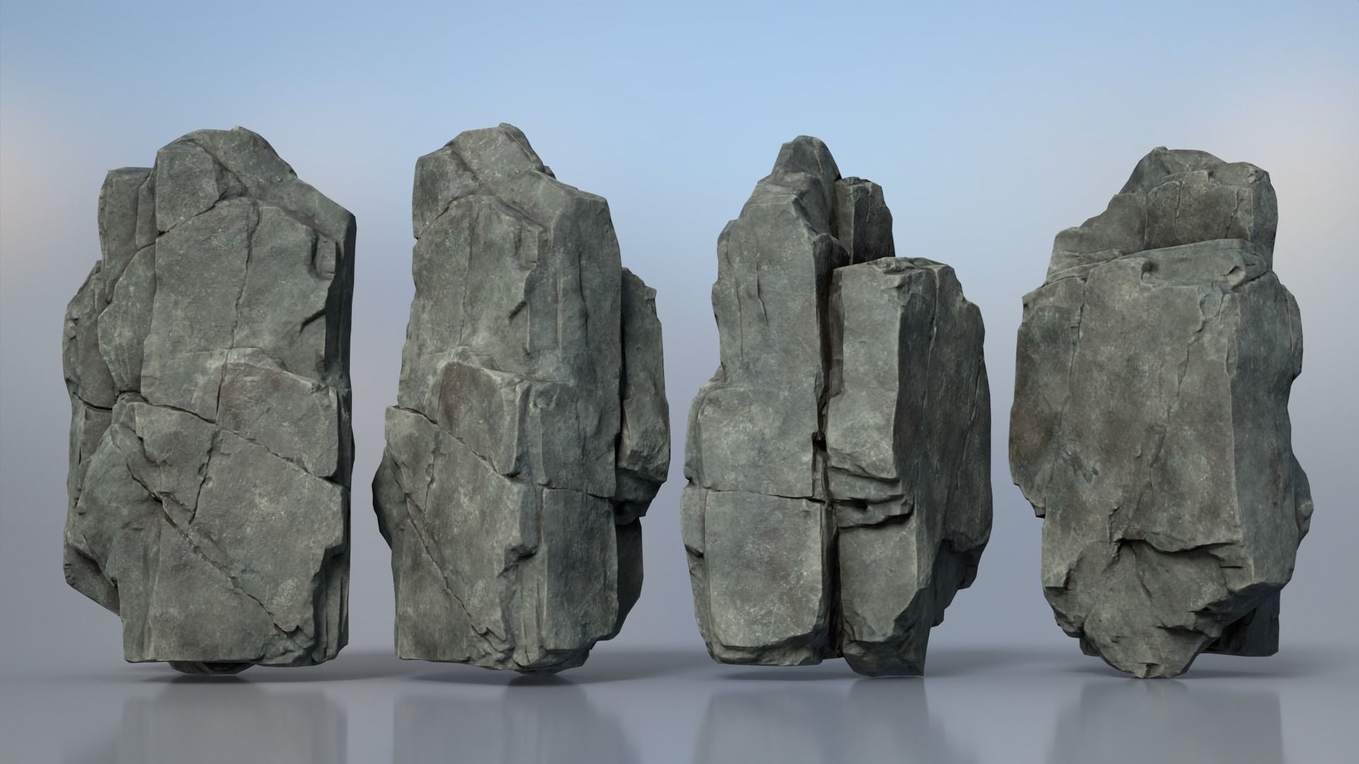 8 Modular Cliff Rocks - 240801 Low-poly 3D model_9