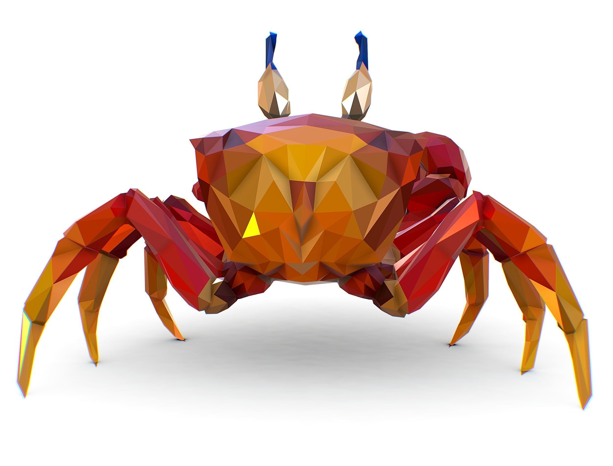 Red Sea Crab Lowpoly Art Style Low-poly 3D model_10