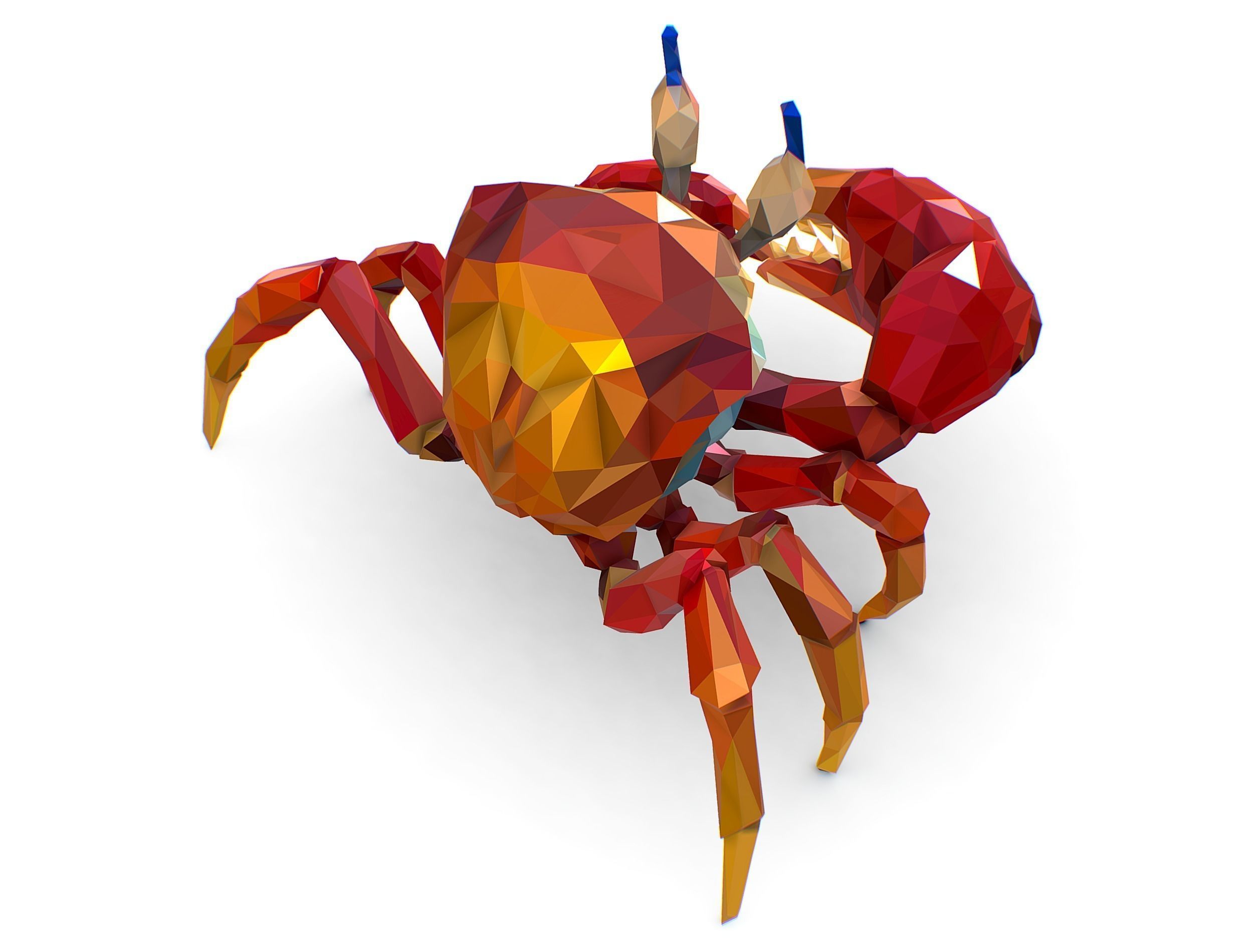 Red Sea Crab Lowpoly Art Style Low-poly 3D model_26