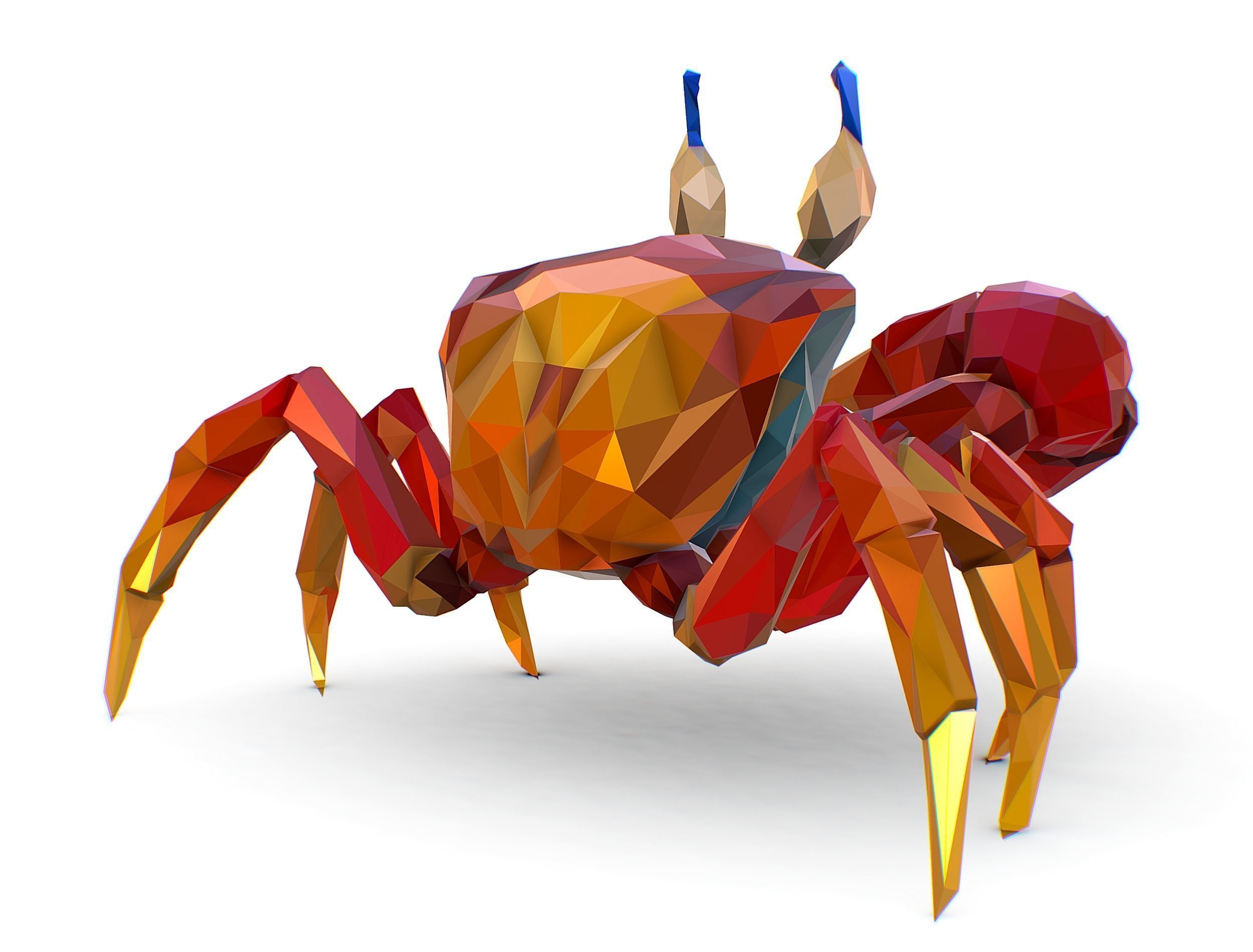 Red Sea Crab Lowpoly Art Style Low-poly 3D model_8