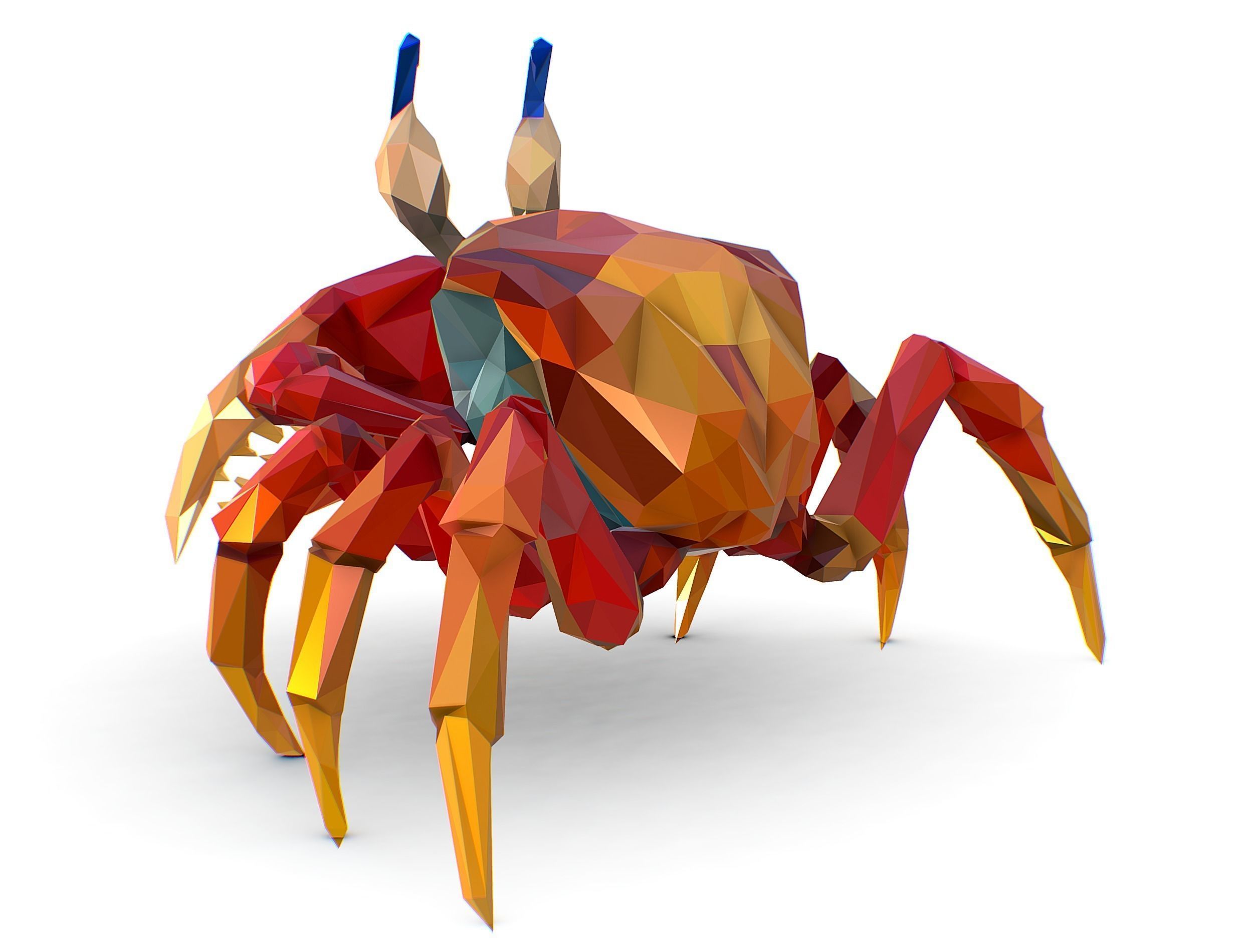 Red Sea Crab Lowpoly Art Style Low-poly 3D model_13