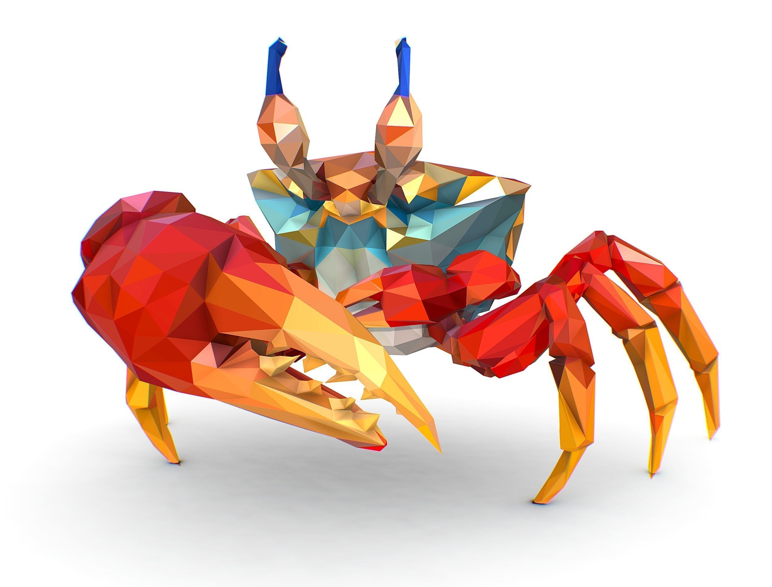 Red Sea Crab Lowpoly Art Style Low-poly 3D model_19