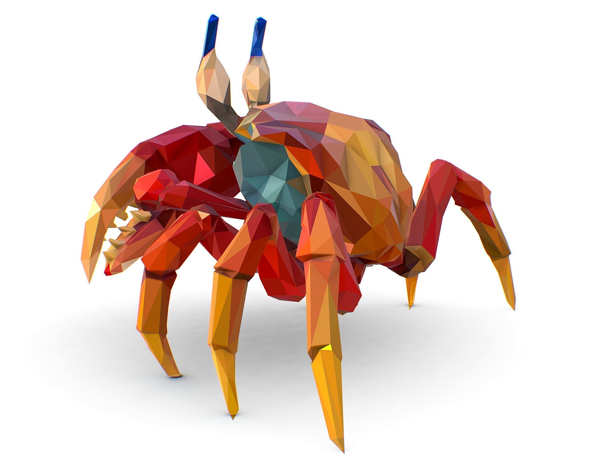 Red Sea Crab Lowpoly Art Style Low-poly 3D model_14