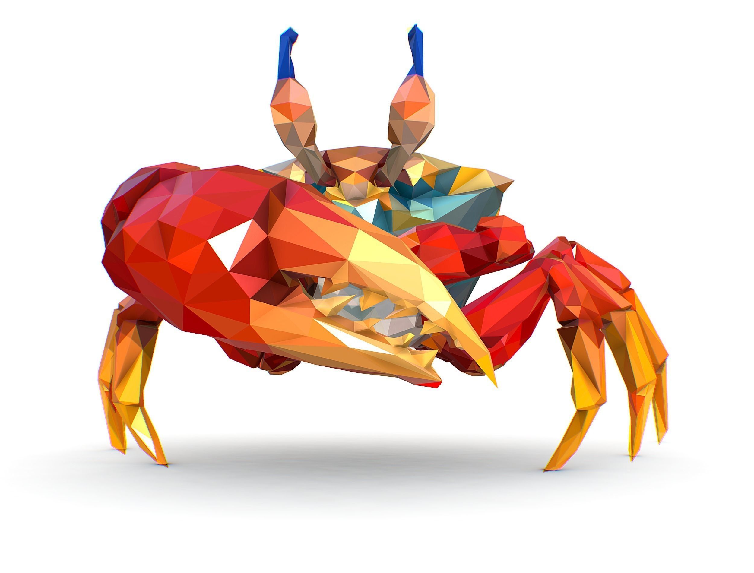 Red Sea Crab Lowpoly Art Style Low-poly 3D model_21