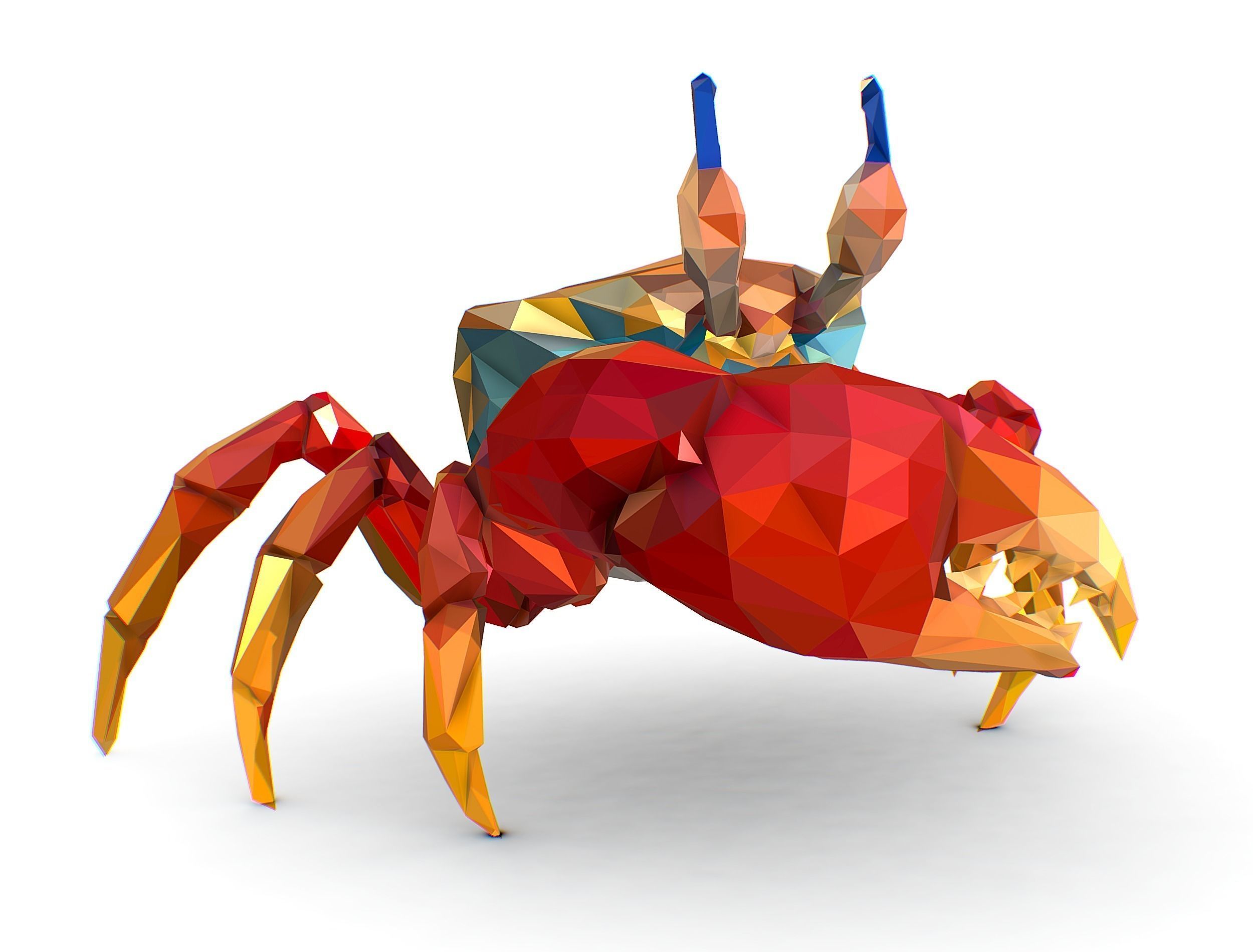 Red Sea Crab Lowpoly Art Style Low-poly 3D model_3