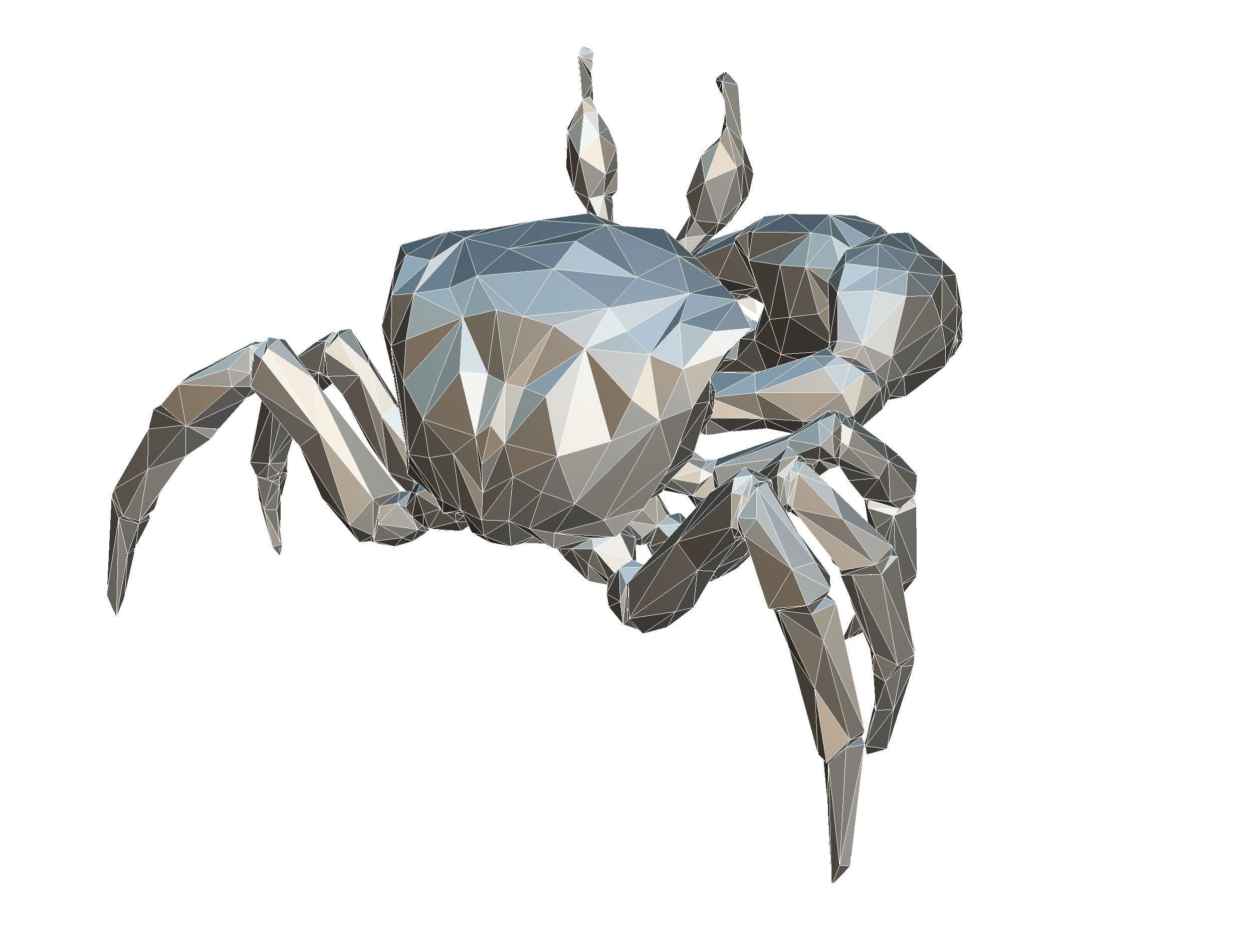 Red Sea Crab Lowpoly Art Style Low-poly 3D model_31