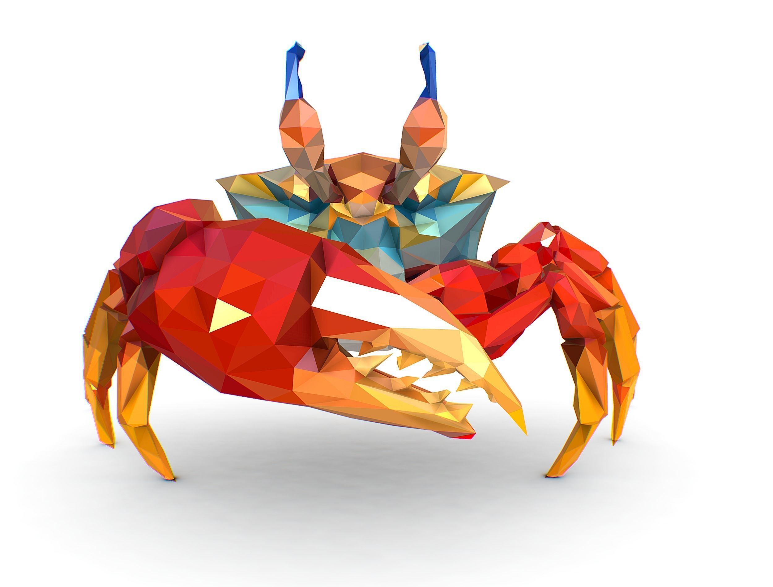Red Sea Crab Lowpoly Art Style Low-poly 3D model_1