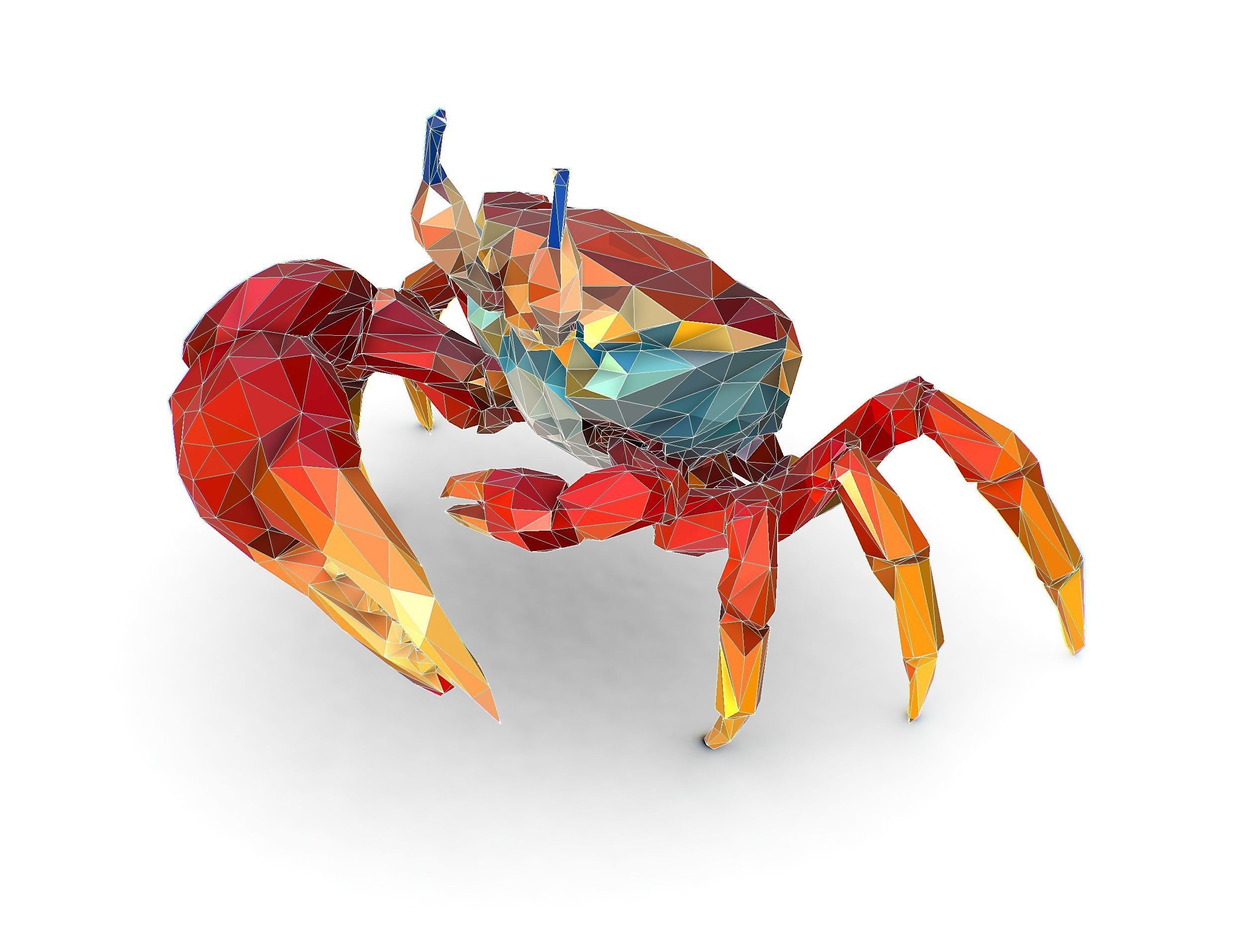 Red Sea Crab Lowpoly Art Style Low-poly 3D model_28