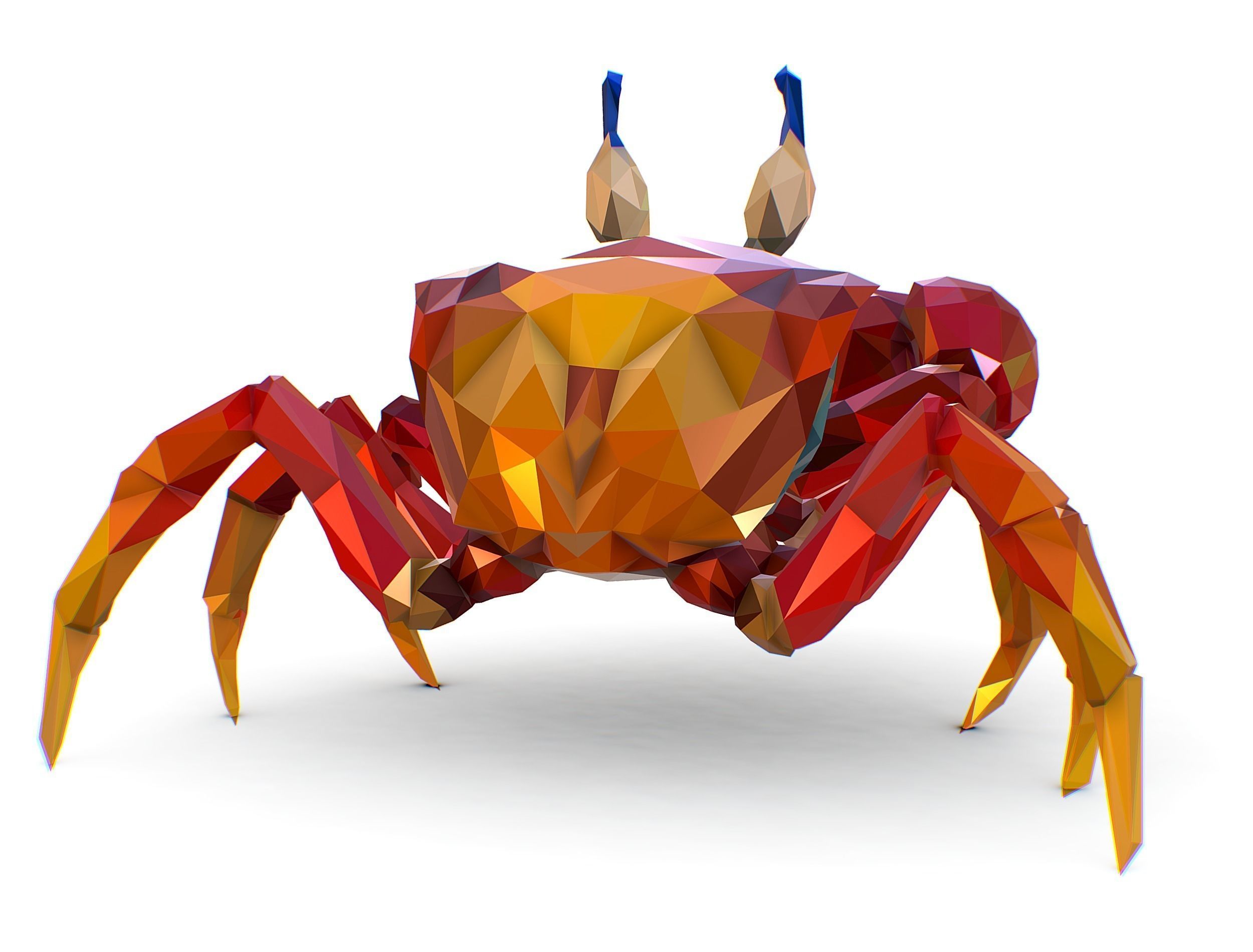 Red Sea Crab Lowpoly Art Style Low-poly 3D model_9