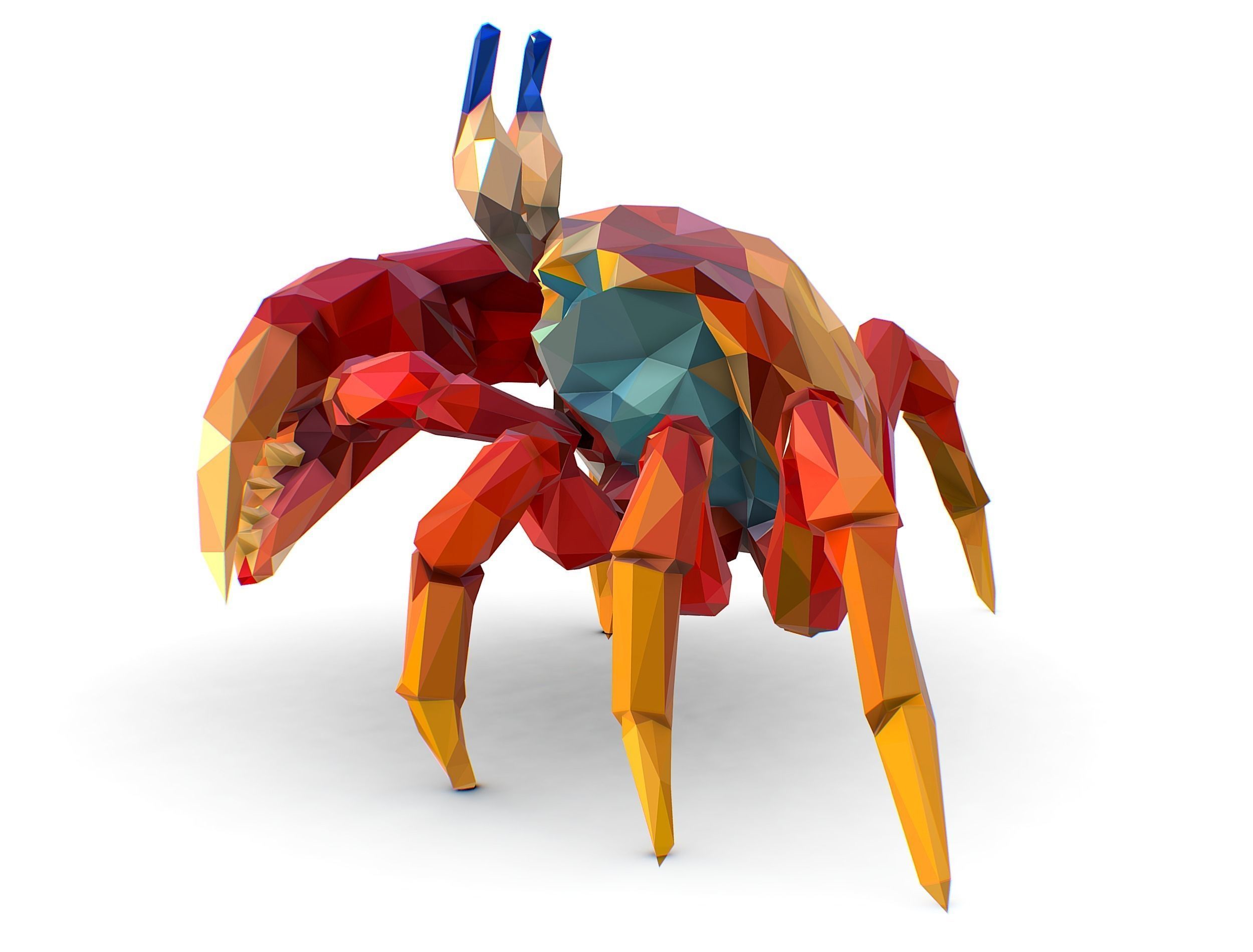 Red Sea Crab Lowpoly Art Style Low-poly 3D model_15