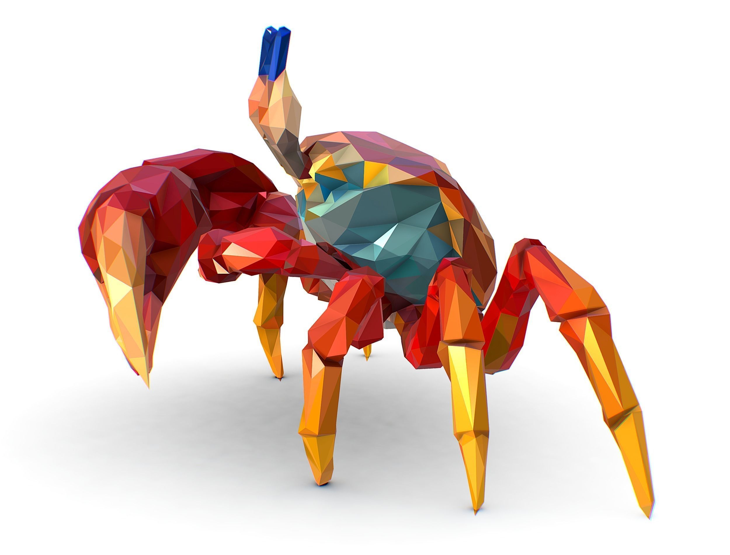 Red Sea Crab Lowpoly Art Style Low-poly 3D model_16