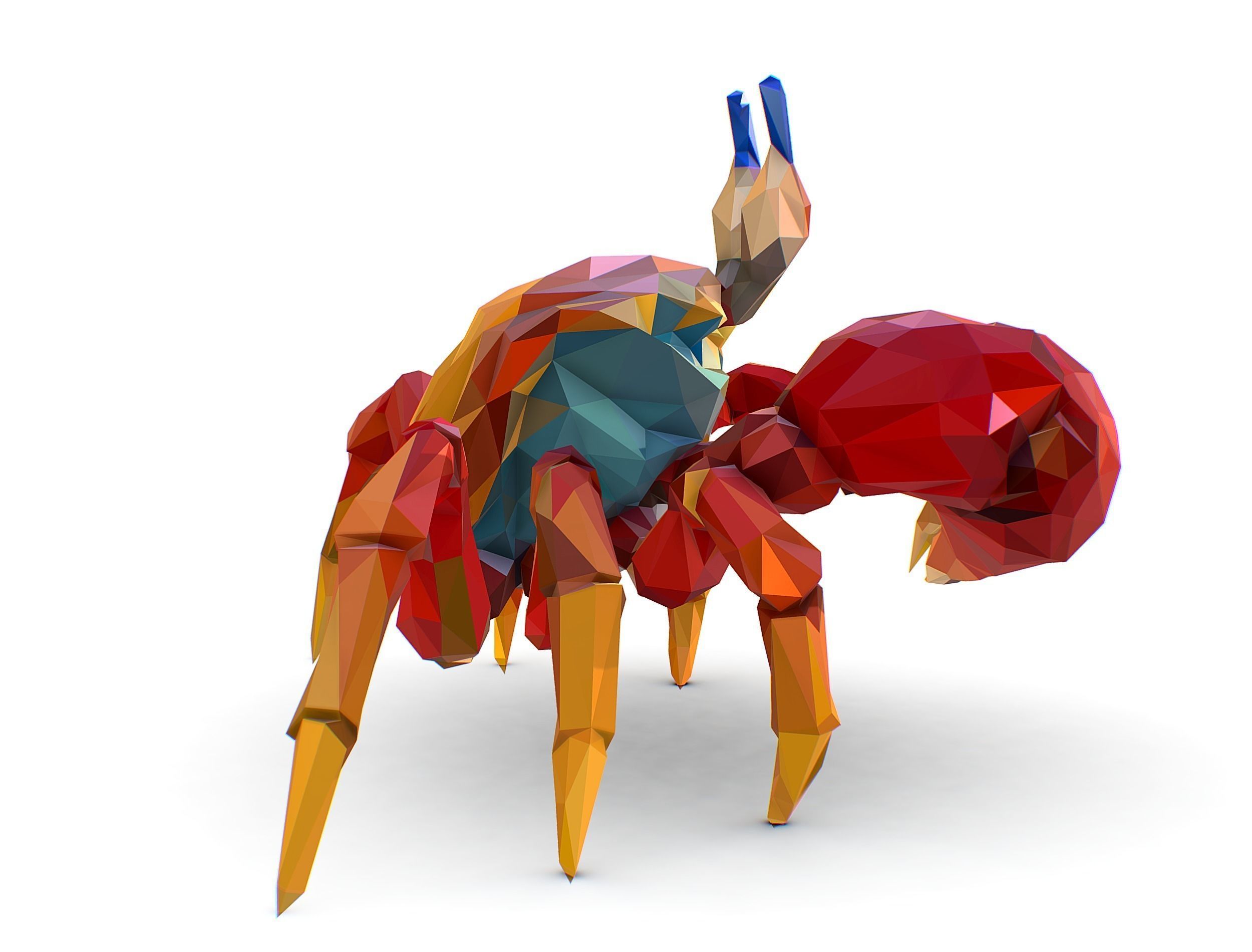 Red Sea Crab Lowpoly Art Style Low-poly 3D model_6