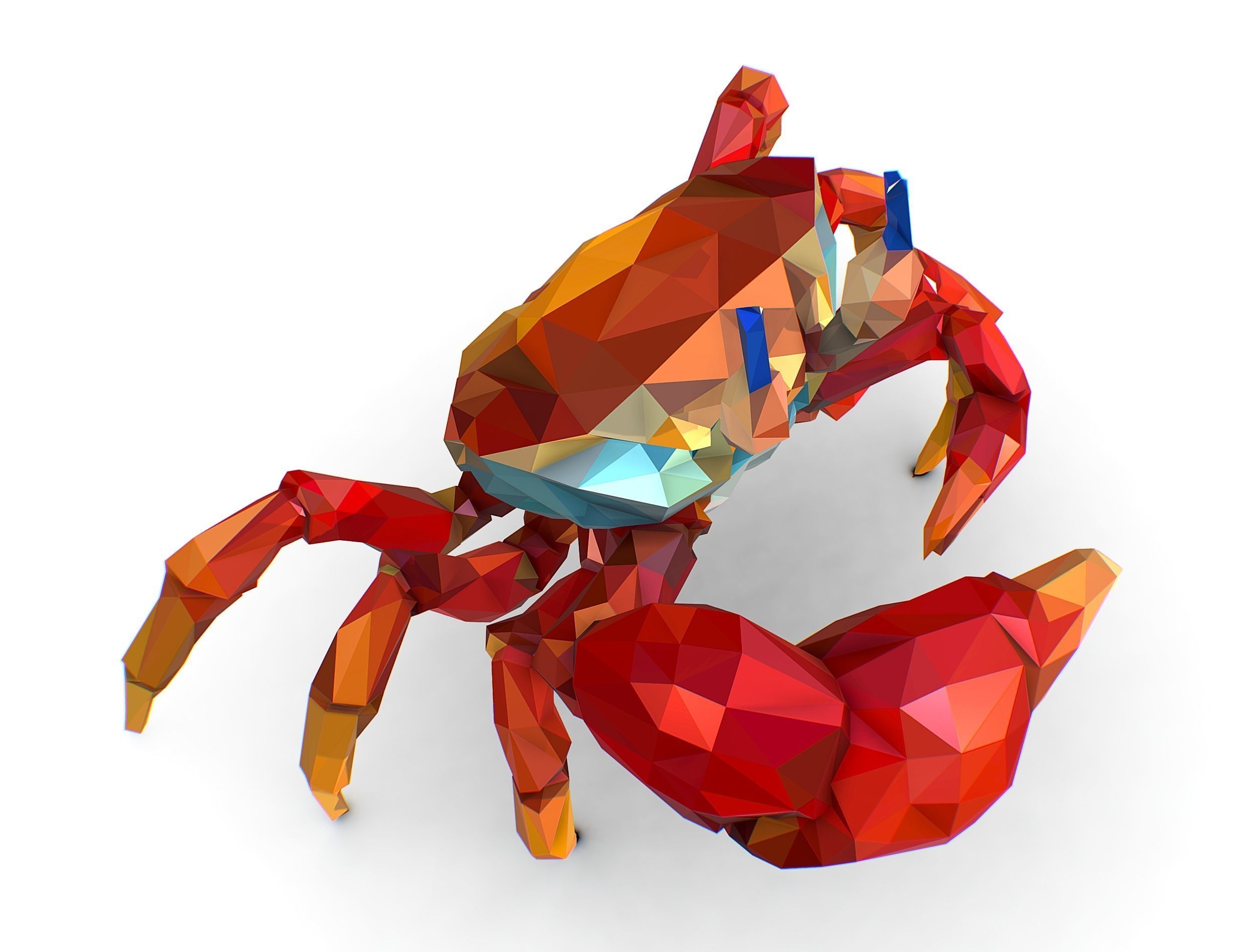 Red Sea Crab Lowpoly Art Style Low-poly 3D model_25