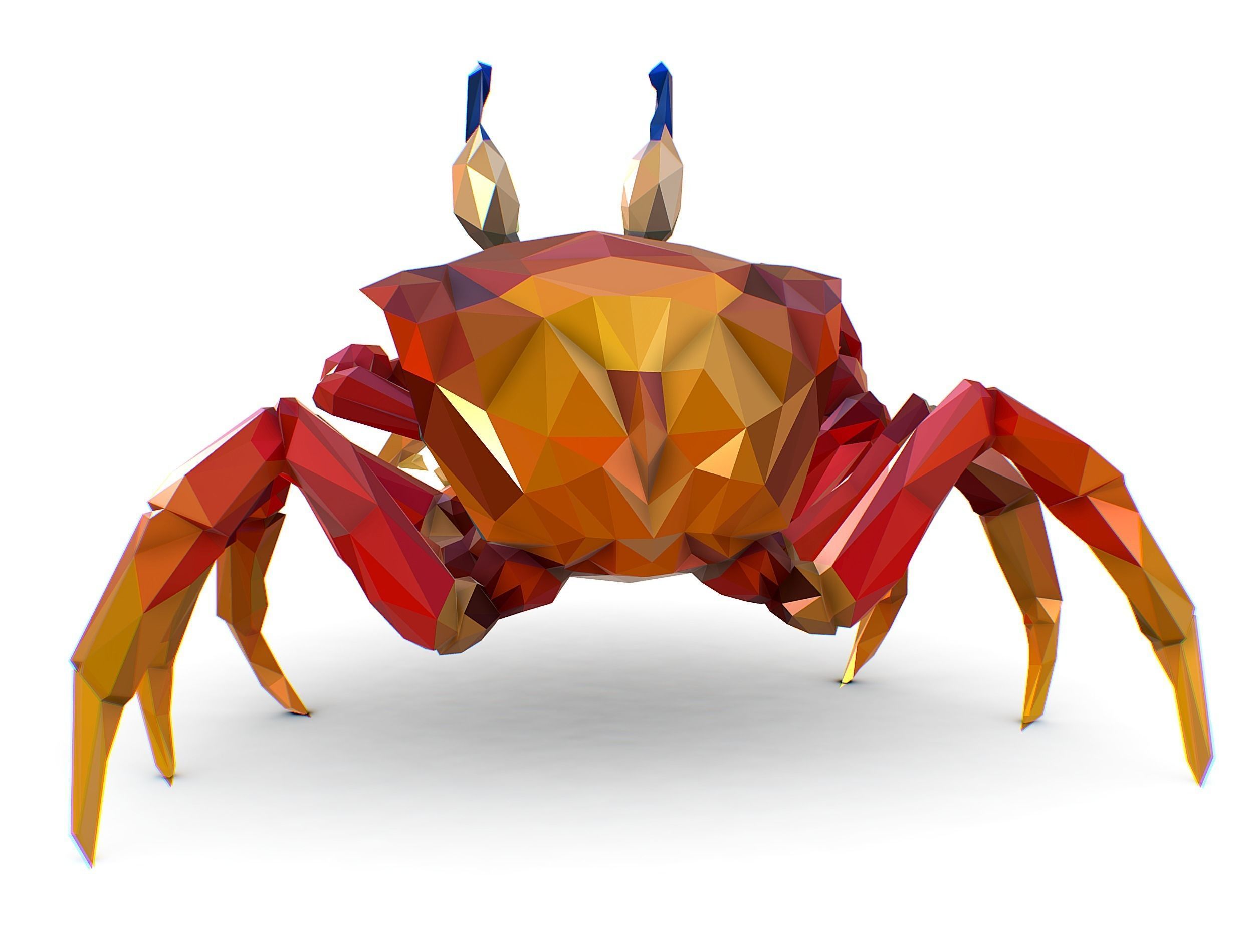 Red Sea Crab Lowpoly Art Style Low-poly 3D model_11