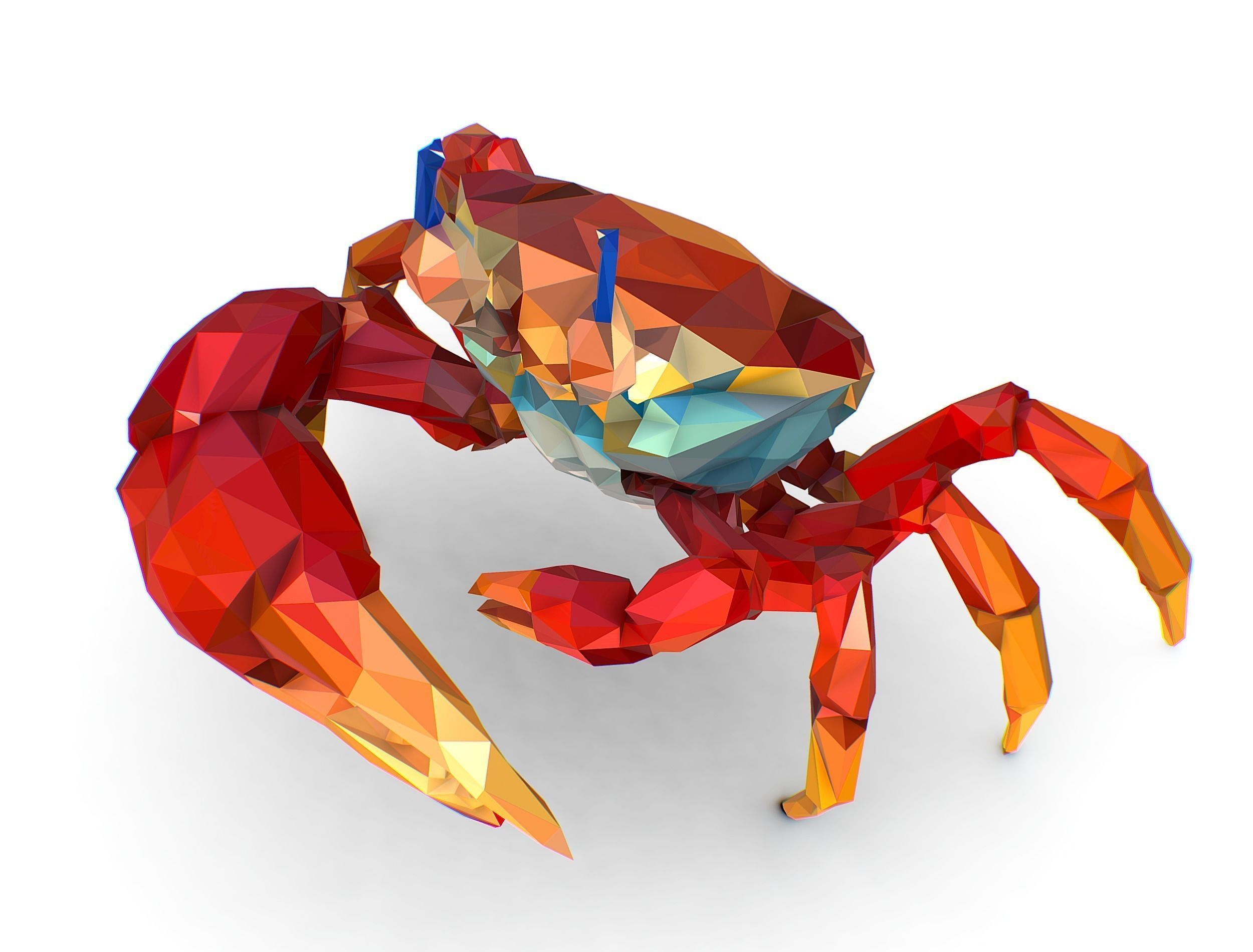 Red Sea Crab Lowpoly Art Style Low-poly 3D model_24