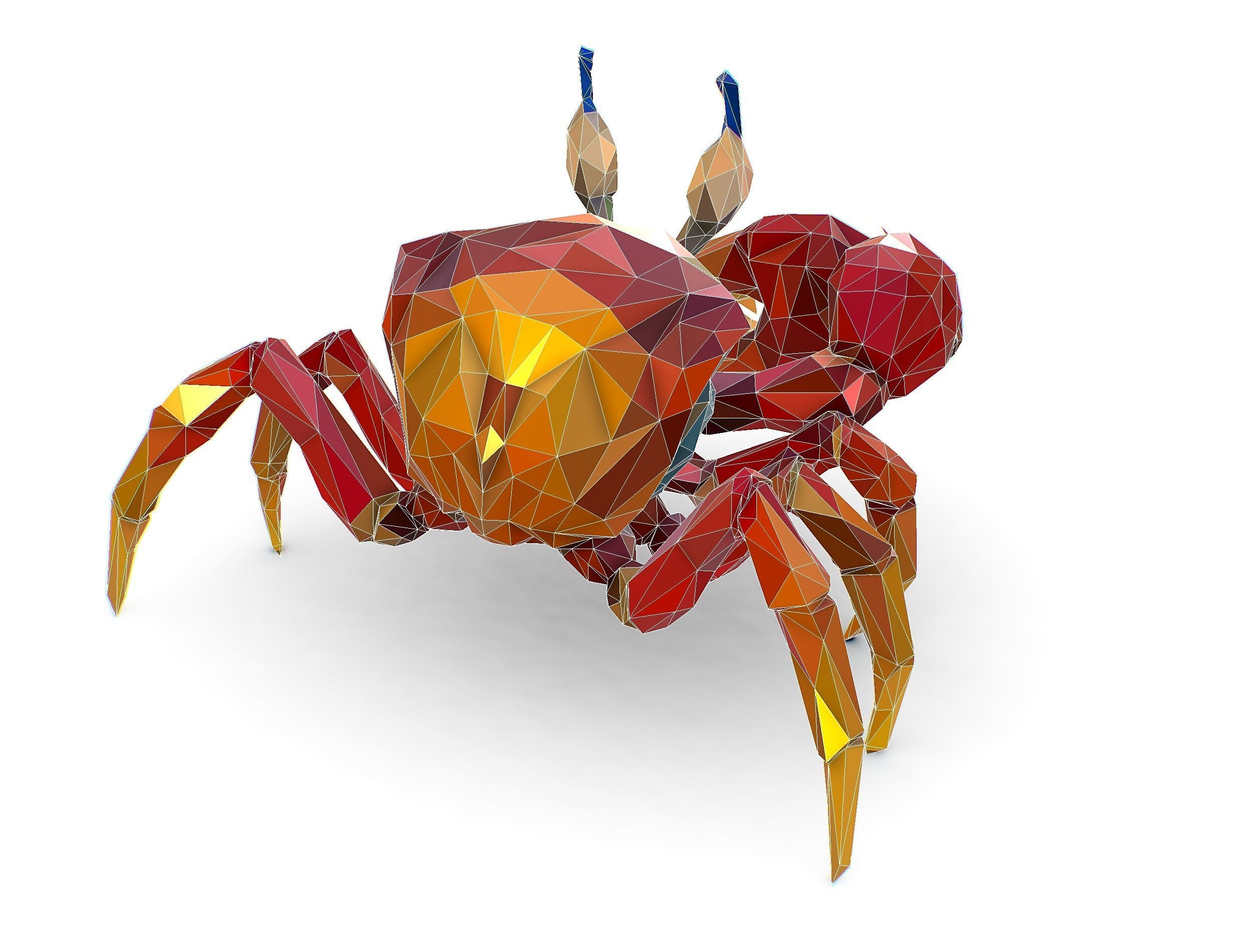 Red Sea Crab Lowpoly Art Style Low-poly 3D model_30