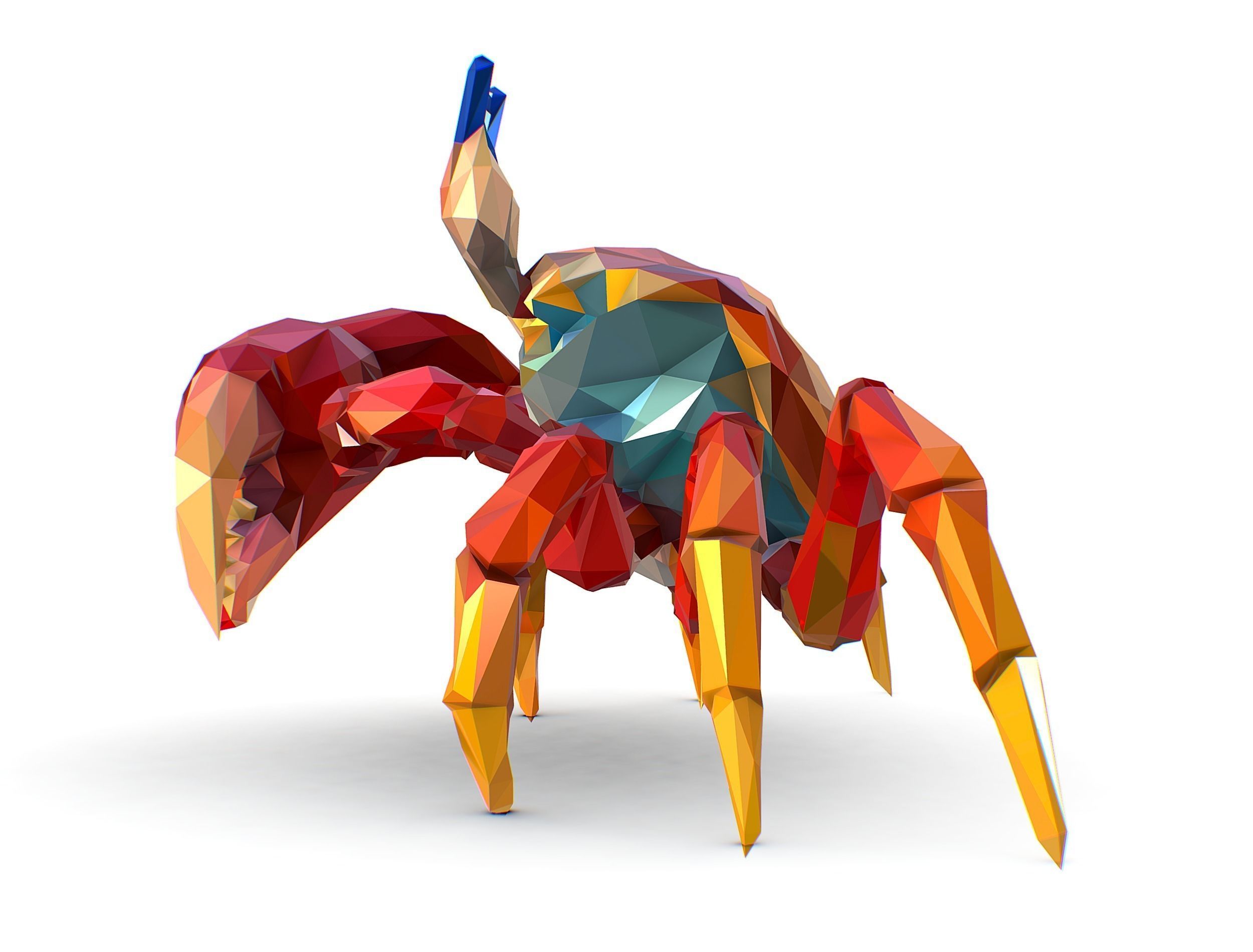 Red Sea Crab Lowpoly Art Style Low-poly 3D model_20