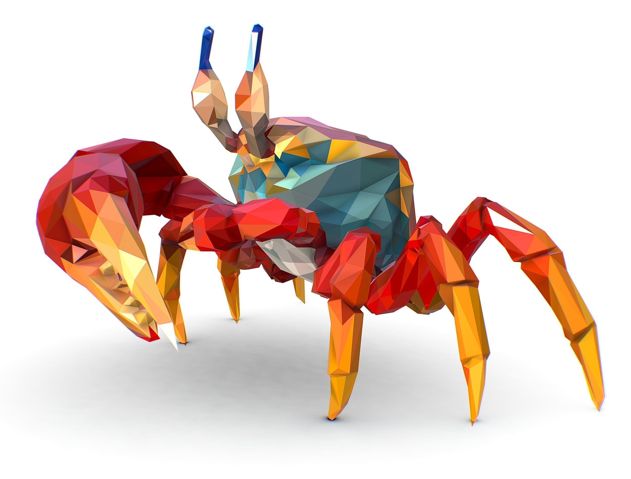 Red Sea Crab Lowpoly Art Style Low-poly 3D model_17