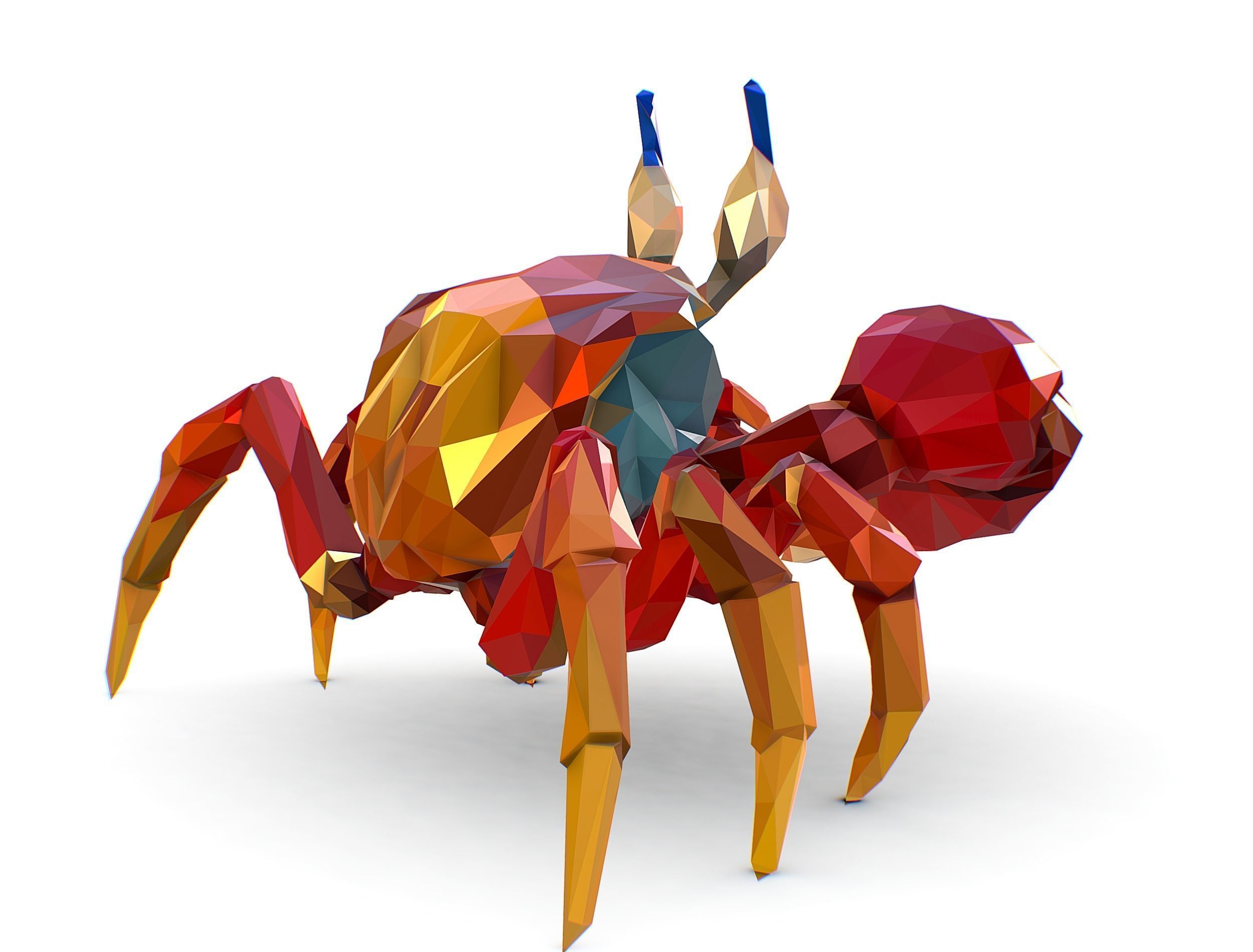 Red Sea Crab Lowpoly Art Style Low-poly 3D model_7