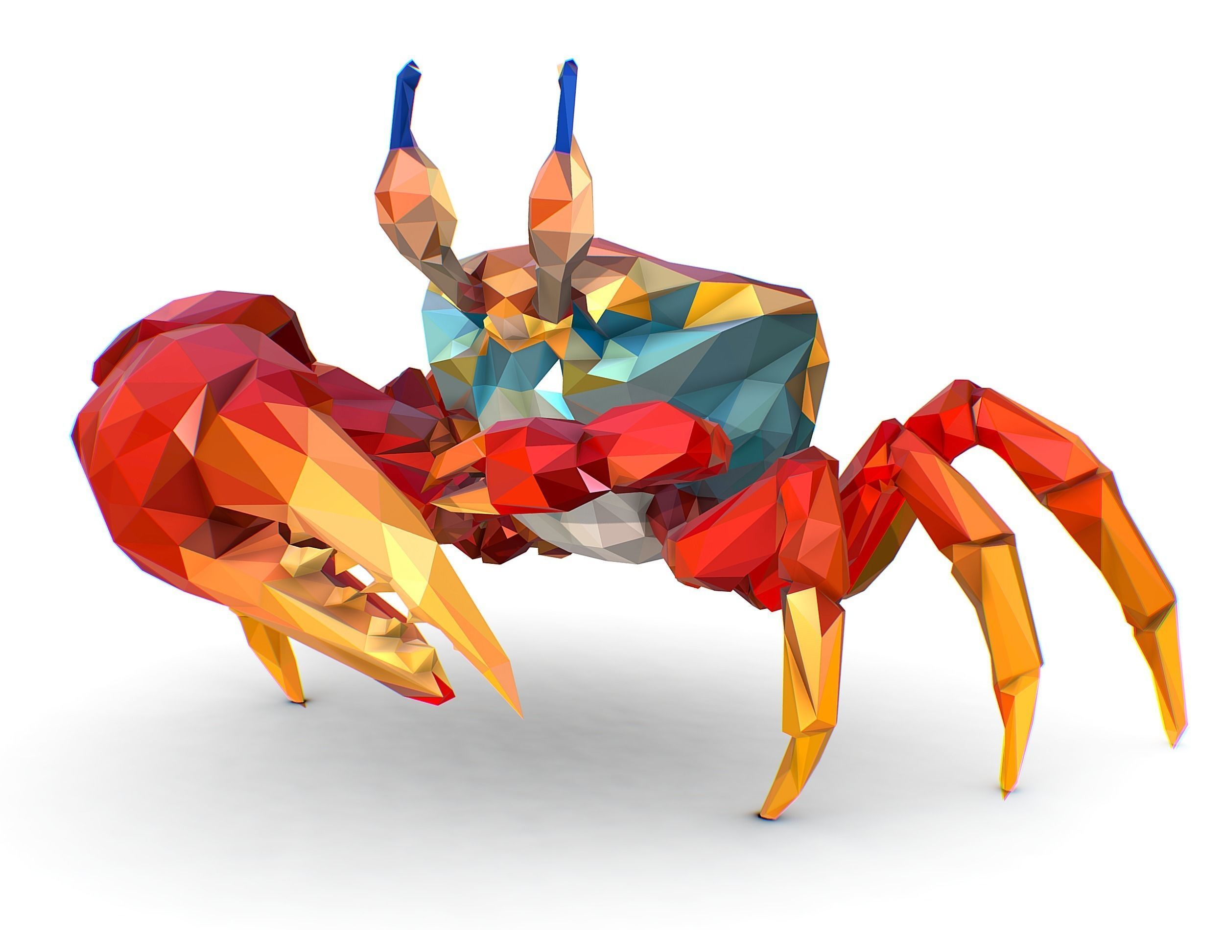 Red Sea Crab Lowpoly Art Style Low-poly 3D model_18