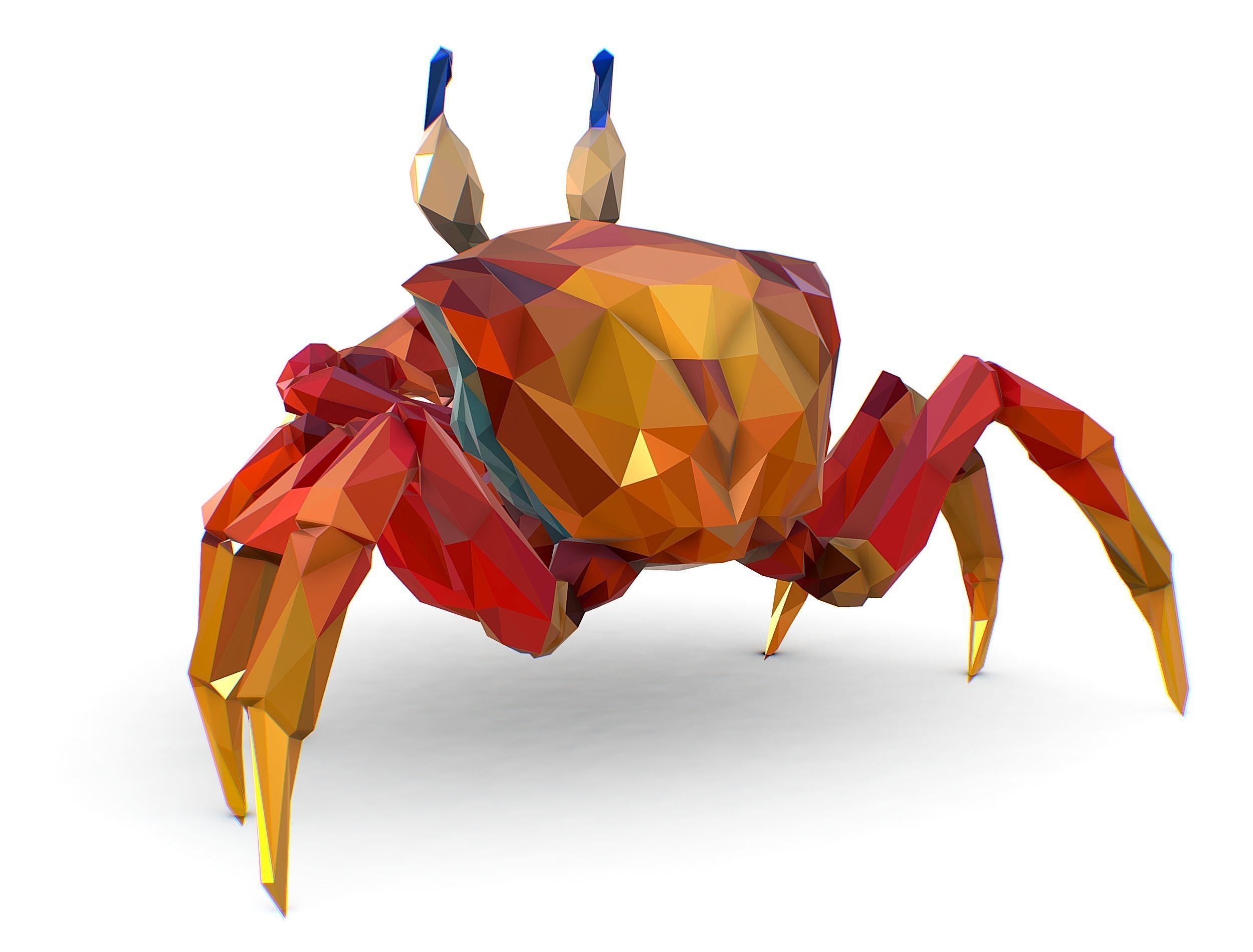 Red Sea Crab Lowpoly Art Style Low-poly 3D model_12