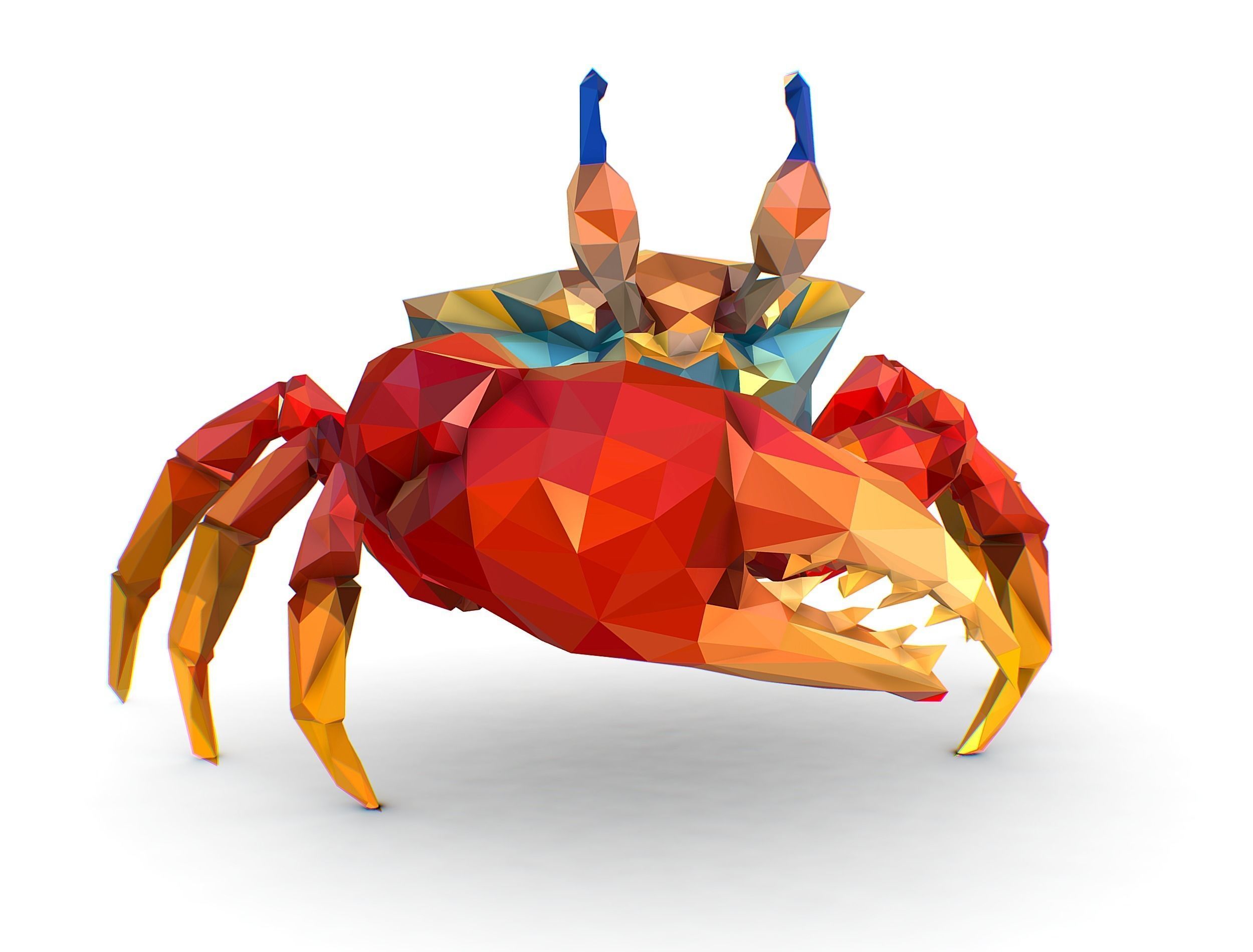 Red Sea Crab Lowpoly Art Style Low-poly 3D model_2