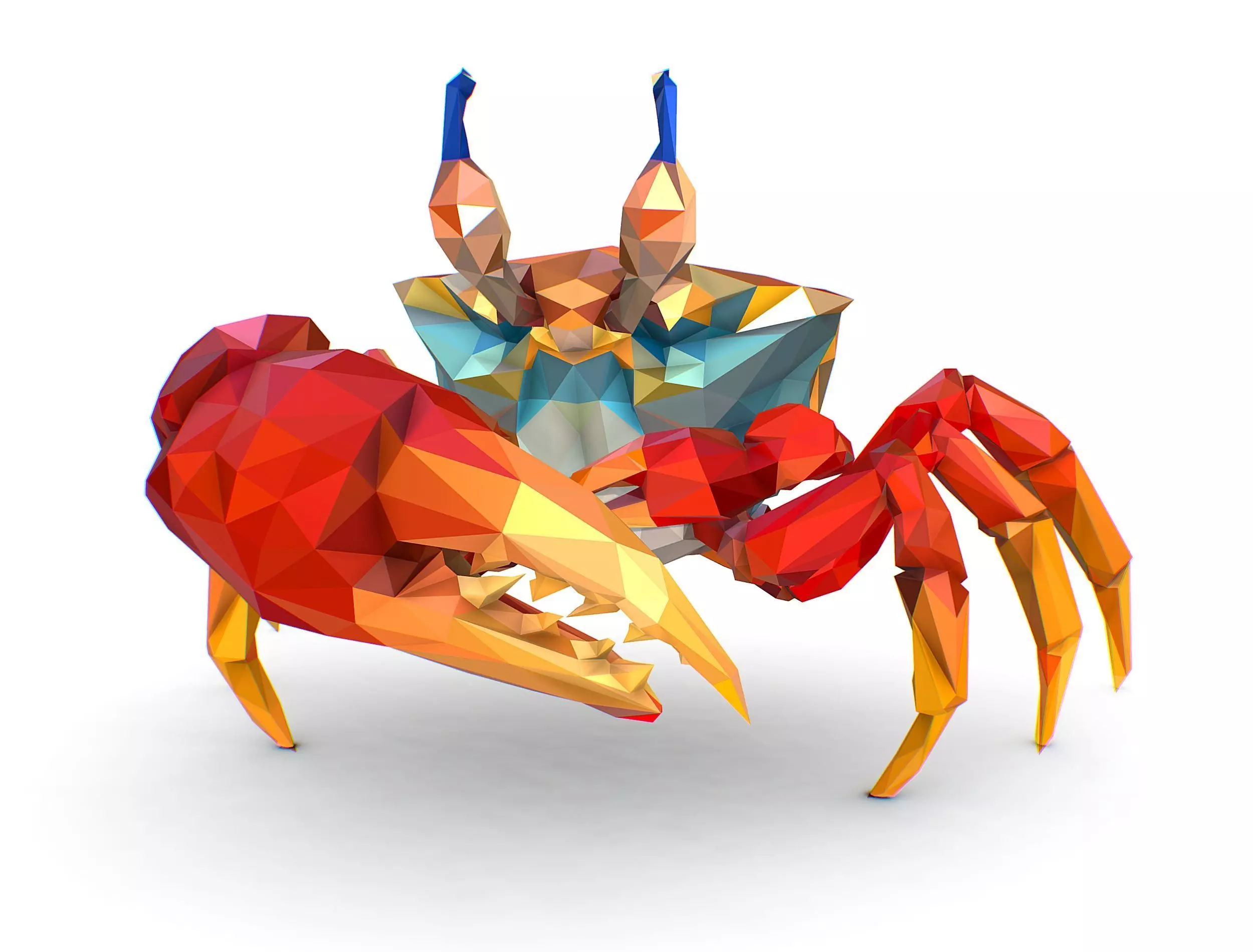 Red Sea Crab Lowpoly Art Style Low-poly 3D model_0