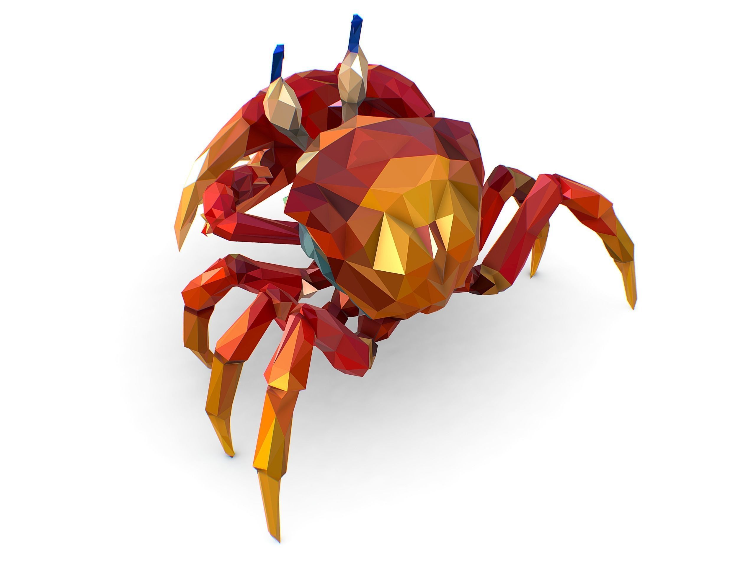 Red Sea Crab Lowpoly Art Style Low-poly 3D model_27