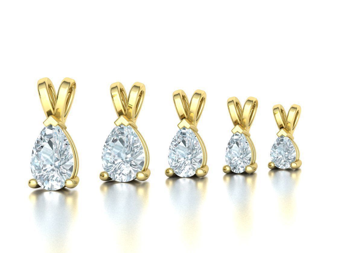 Pear Solitaire Pendants 8x5 7x5 6x4 5x3 4x3 Gems Necklaces 3D print model_6