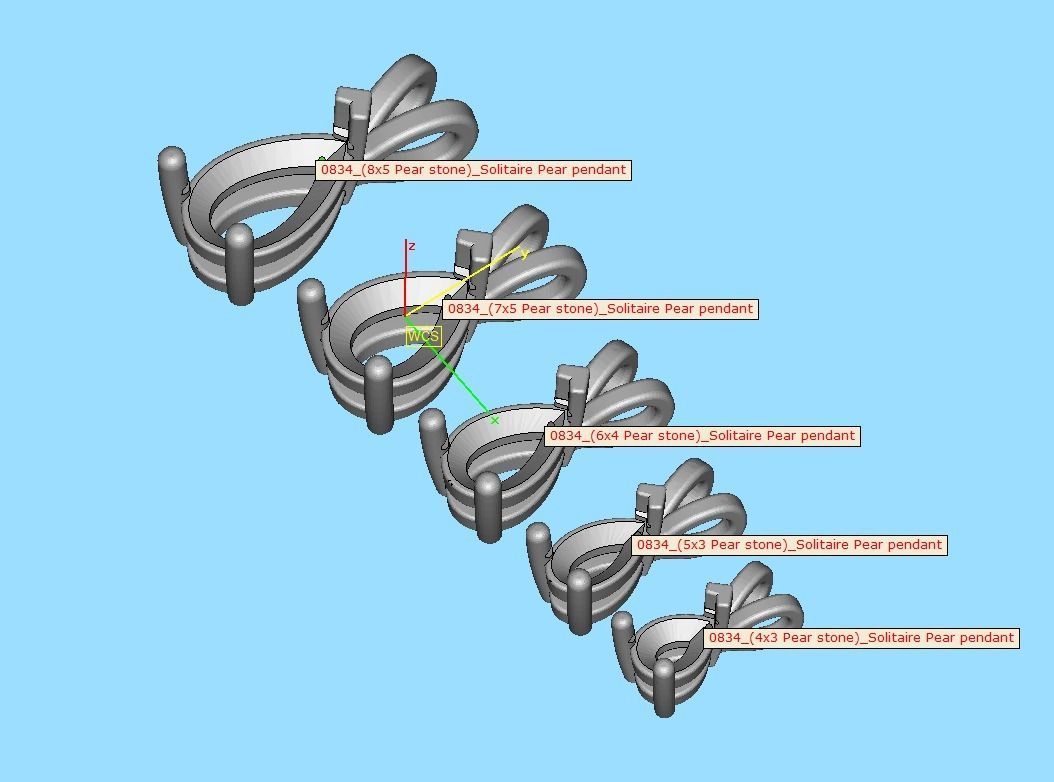 Pear Solitaire Pendants 8x5 7x5 6x4 5x3 4x3 Gems Necklaces 3D print model_18