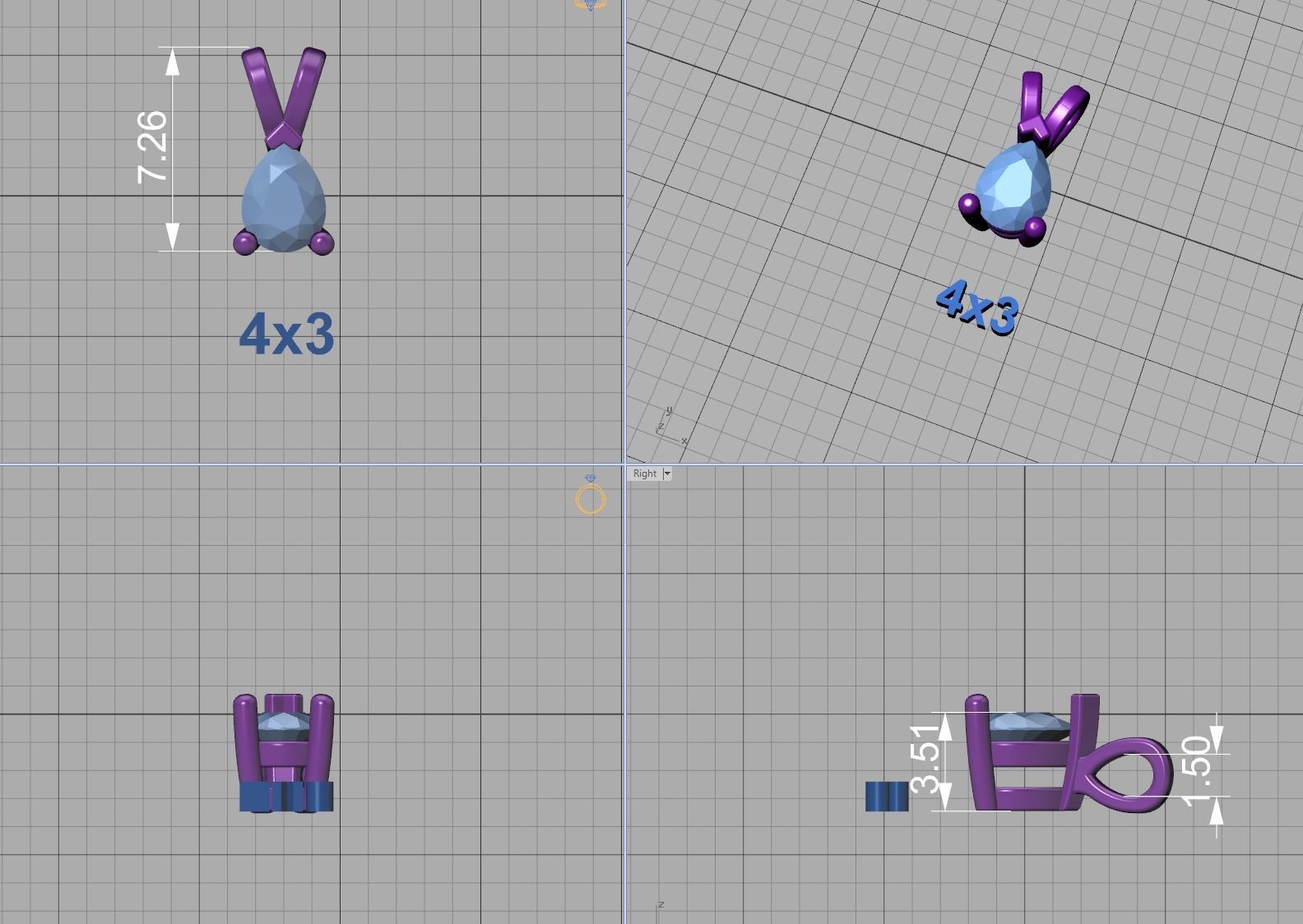 Pear Solitaire Pendants 8x5 7x5 6x4 5x3 4x3 Gems Necklaces 3D print model_17