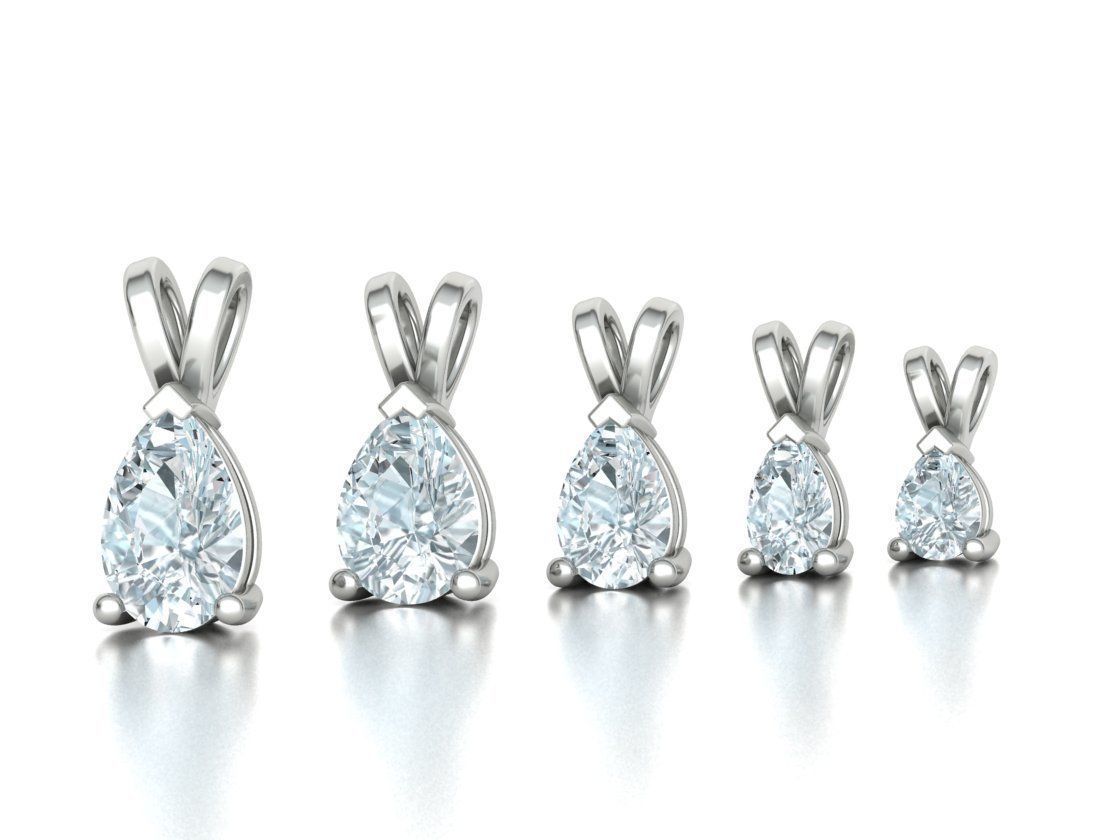 Pear Solitaire Pendants 8x5 7x5 6x4 5x3 4x3 Gems Necklaces 3D print model_7