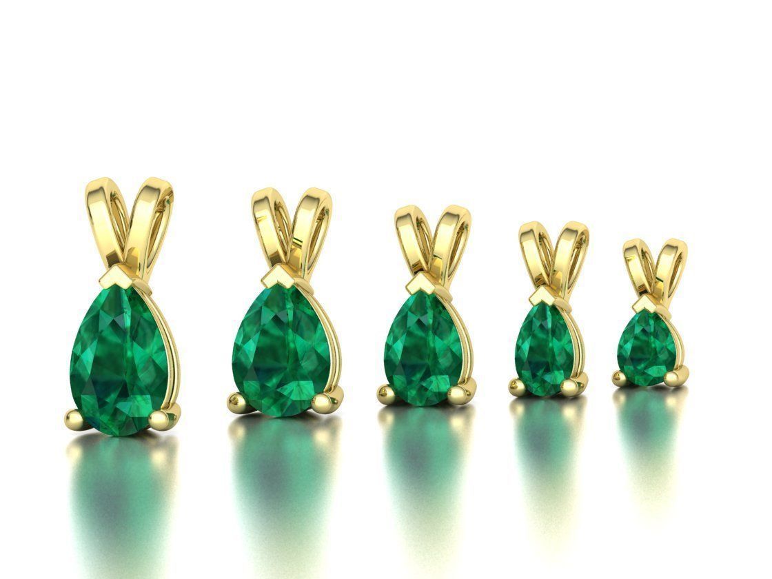 Pear Solitaire Pendants 8x5 7x5 6x4 5x3 4x3 Gems Necklaces 3D print model_9
