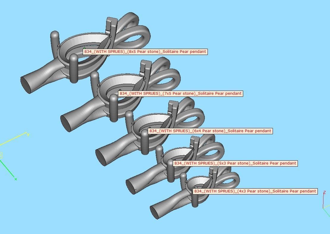 Pear Solitaire Pendants 8x5 7x5 6x4 5x3 4x3 Gems Necklaces 3D print model_19
