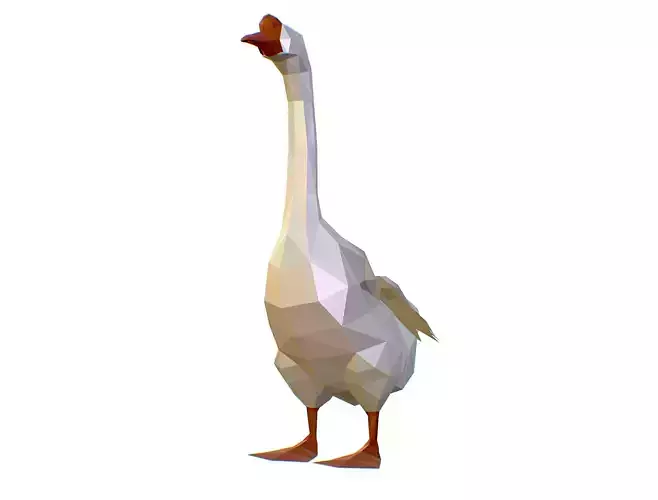 Animated White Goose Lowpoly Art Style Low-poly 3D model