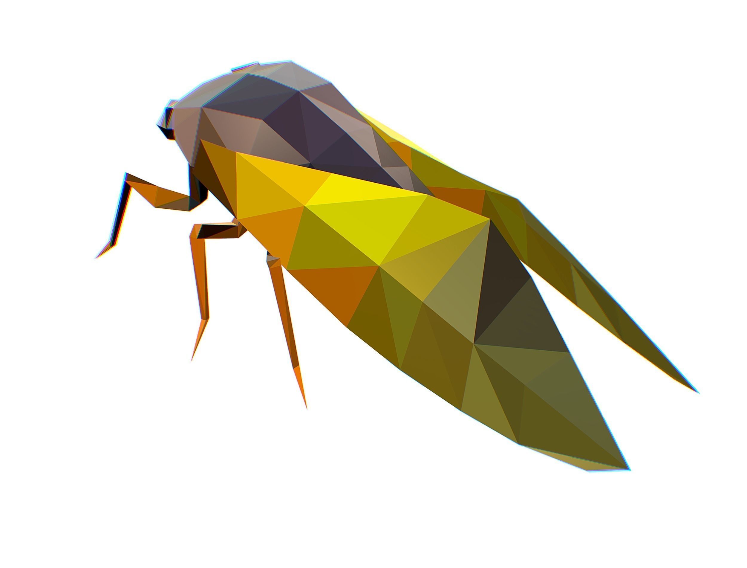 Animated Cicada Lowpoly Art Style Low-poly 3D model_38