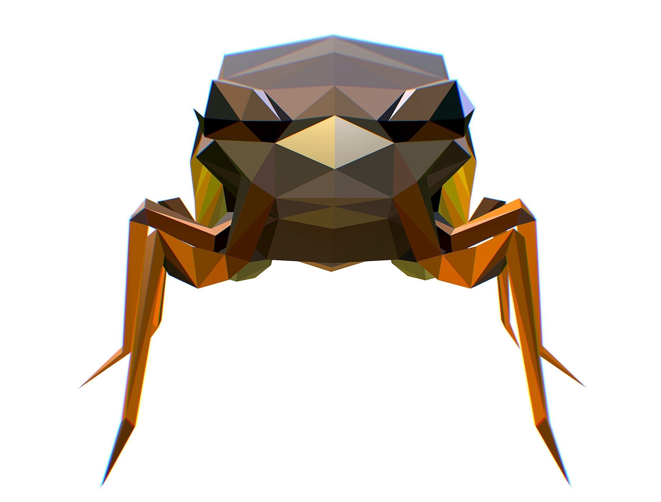 Animated Cicada Lowpoly Art Style Low-poly 3D model_32