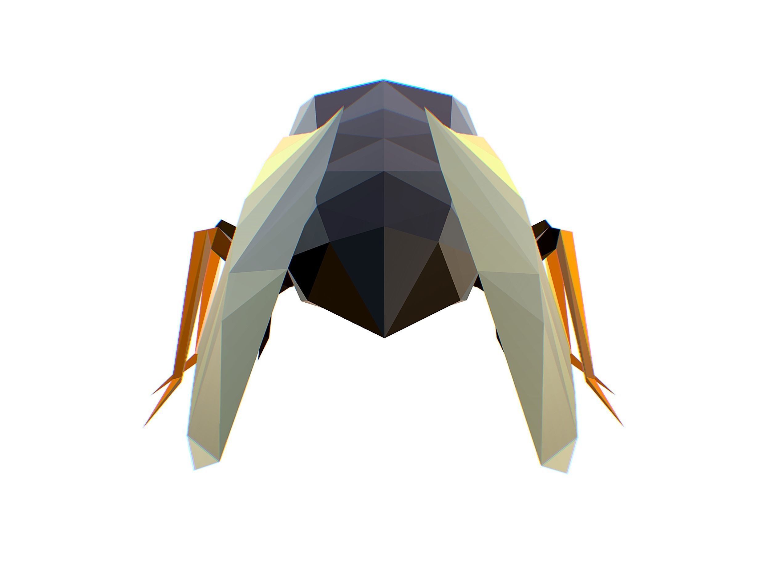 Animated Cicada Lowpoly Art Style Low-poly 3D model_34