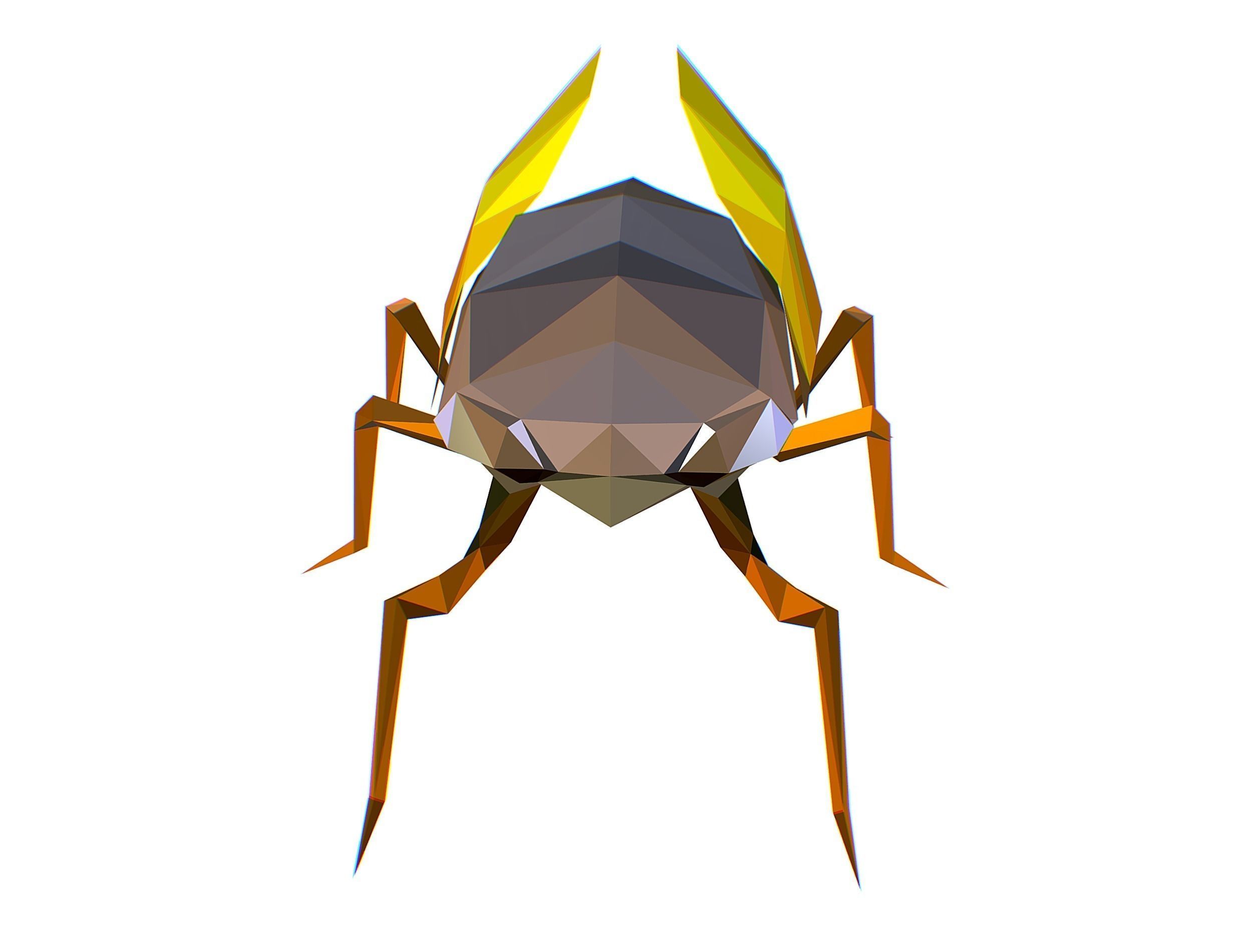 Animated Cicada Lowpoly Art Style Low-poly 3D model_20