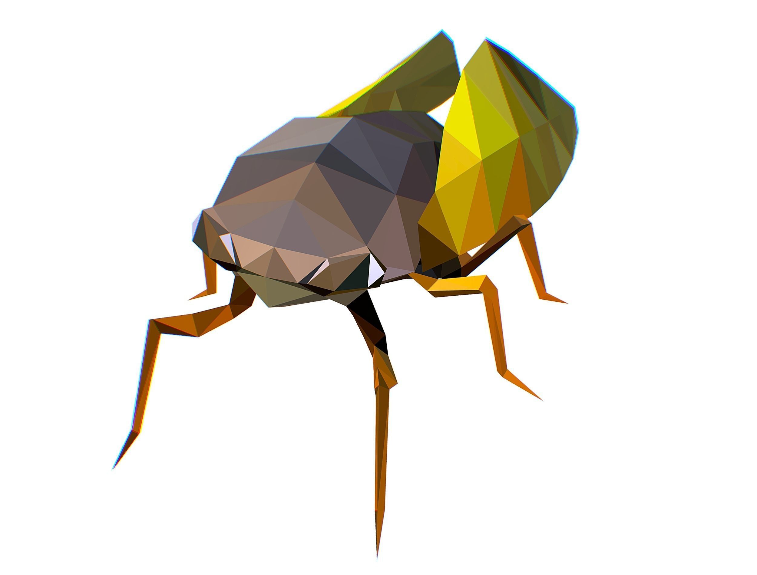 Animated Cicada Lowpoly Art Style Low-poly 3D model_19