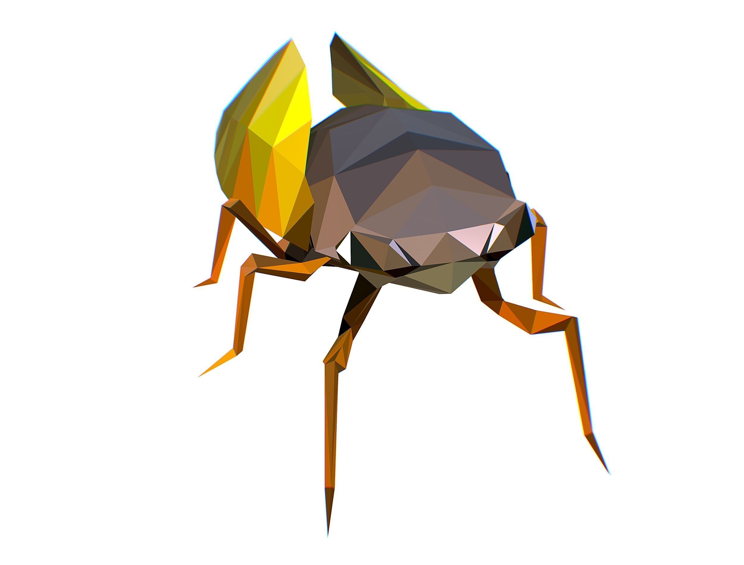 Animated Cicada Lowpoly Art Style Low-poly 3D model_21