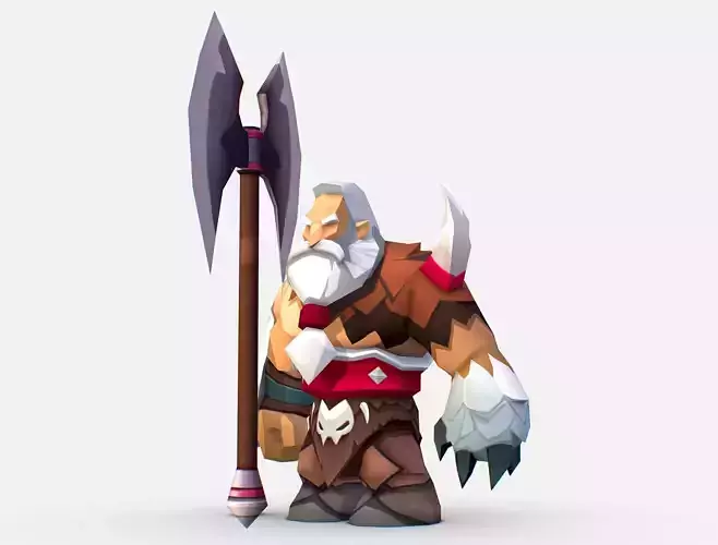 Handpaint Cartoon Man Viking MMO rpg Character