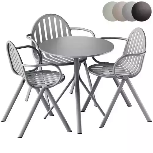 Babel D Melik Round Table and Chair with armrests
