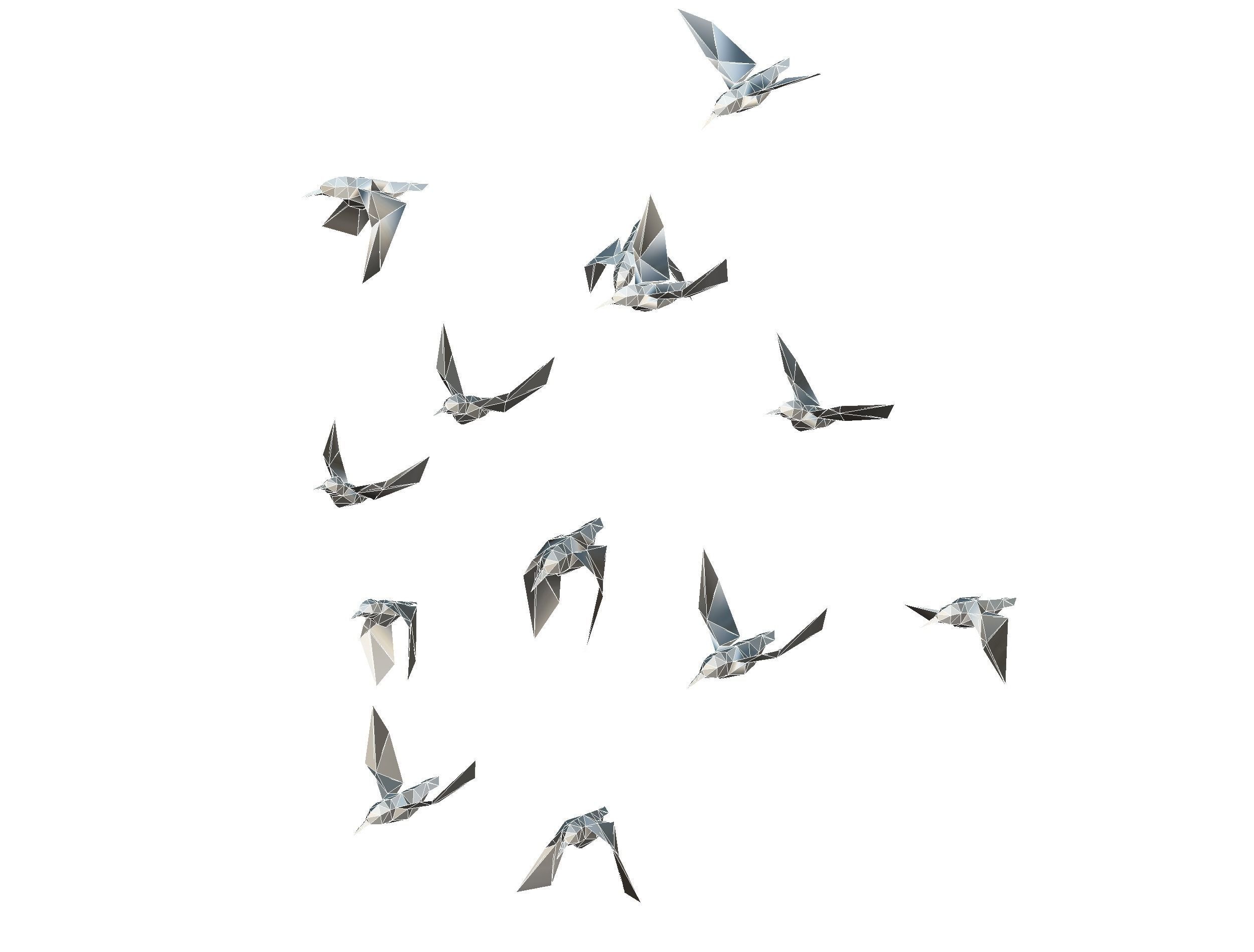 Animated Flock Birds lowpoly art style Calibri Low-poly 3D model_38