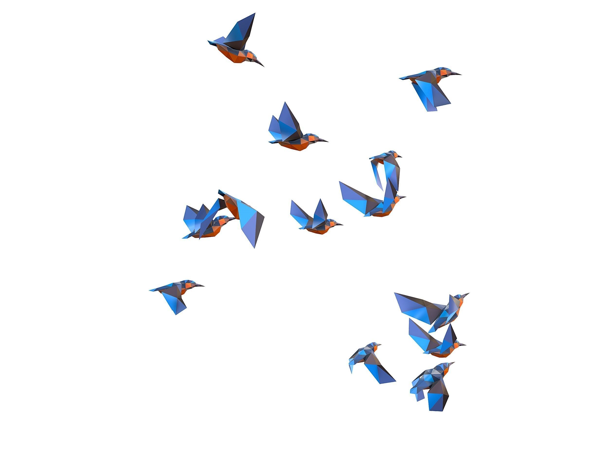 Animated Flock Birds lowpoly art style Calibri Low-poly 3D model_27
