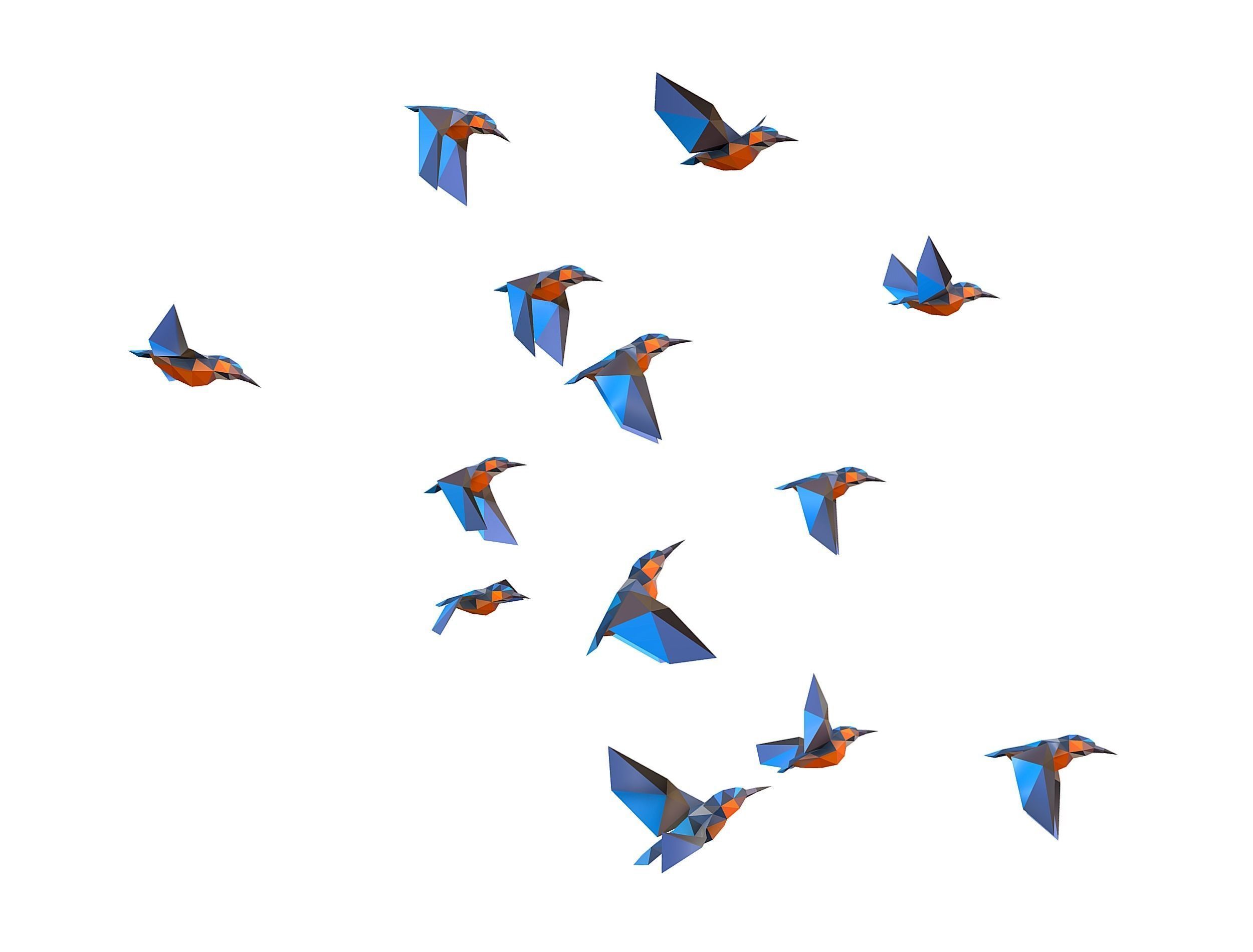 Animated Flock Birds lowpoly art style Calibri Low-poly 3D model_18