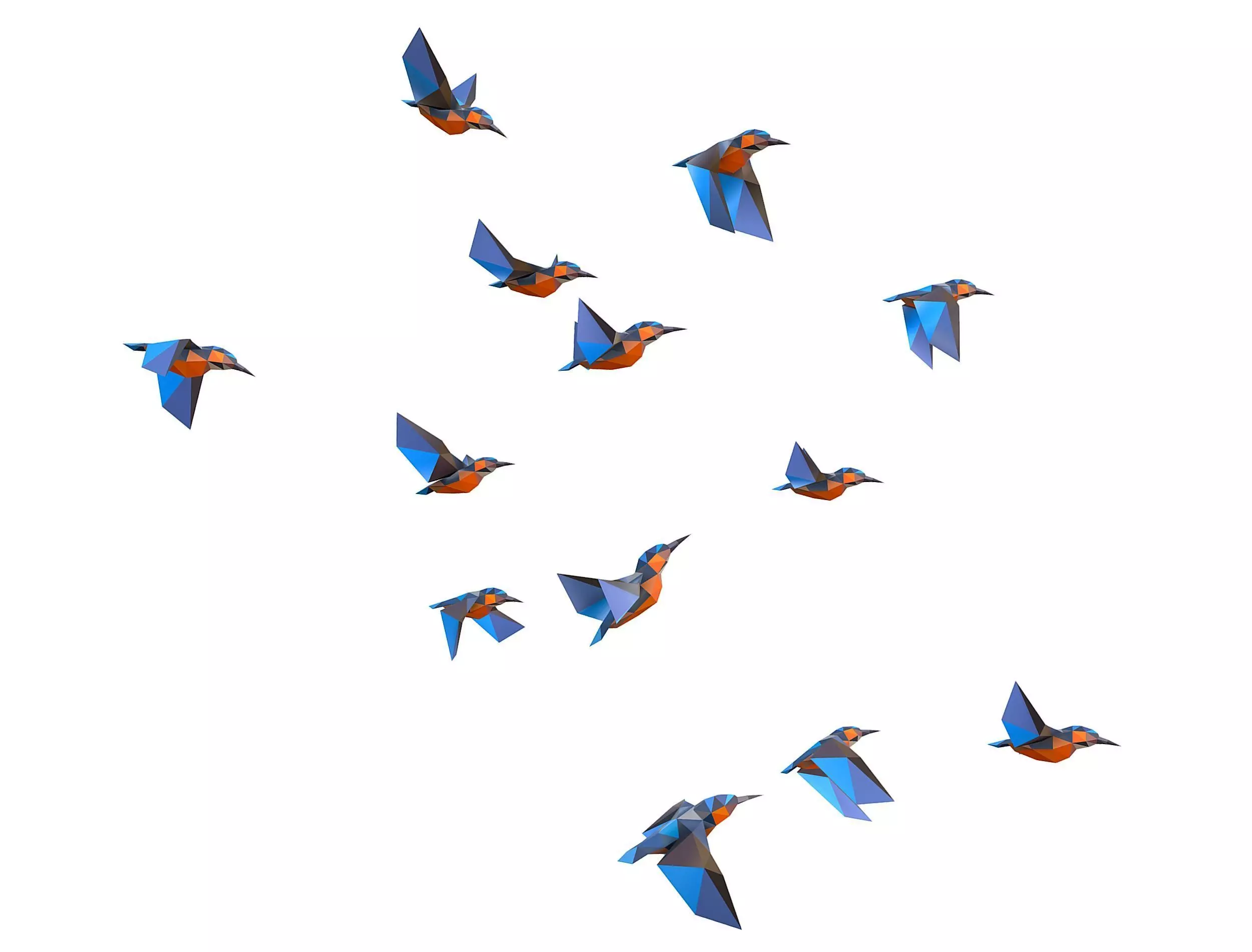 Animated Flock Birds lowpoly art style Calibri Low-poly 3D model_0