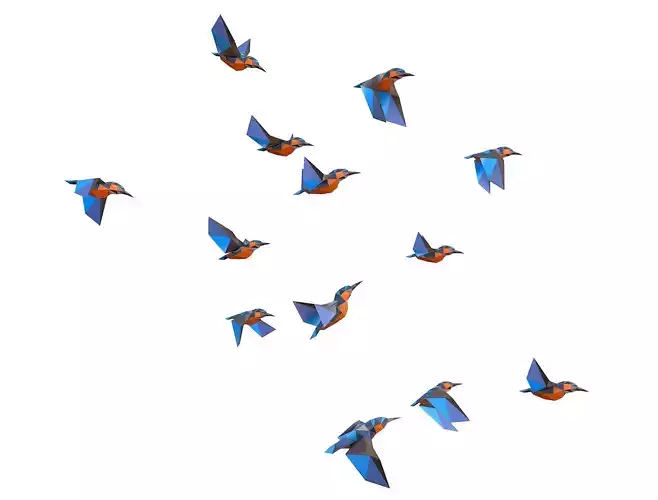 Animated Flock Birds lowpoly art style Calibri